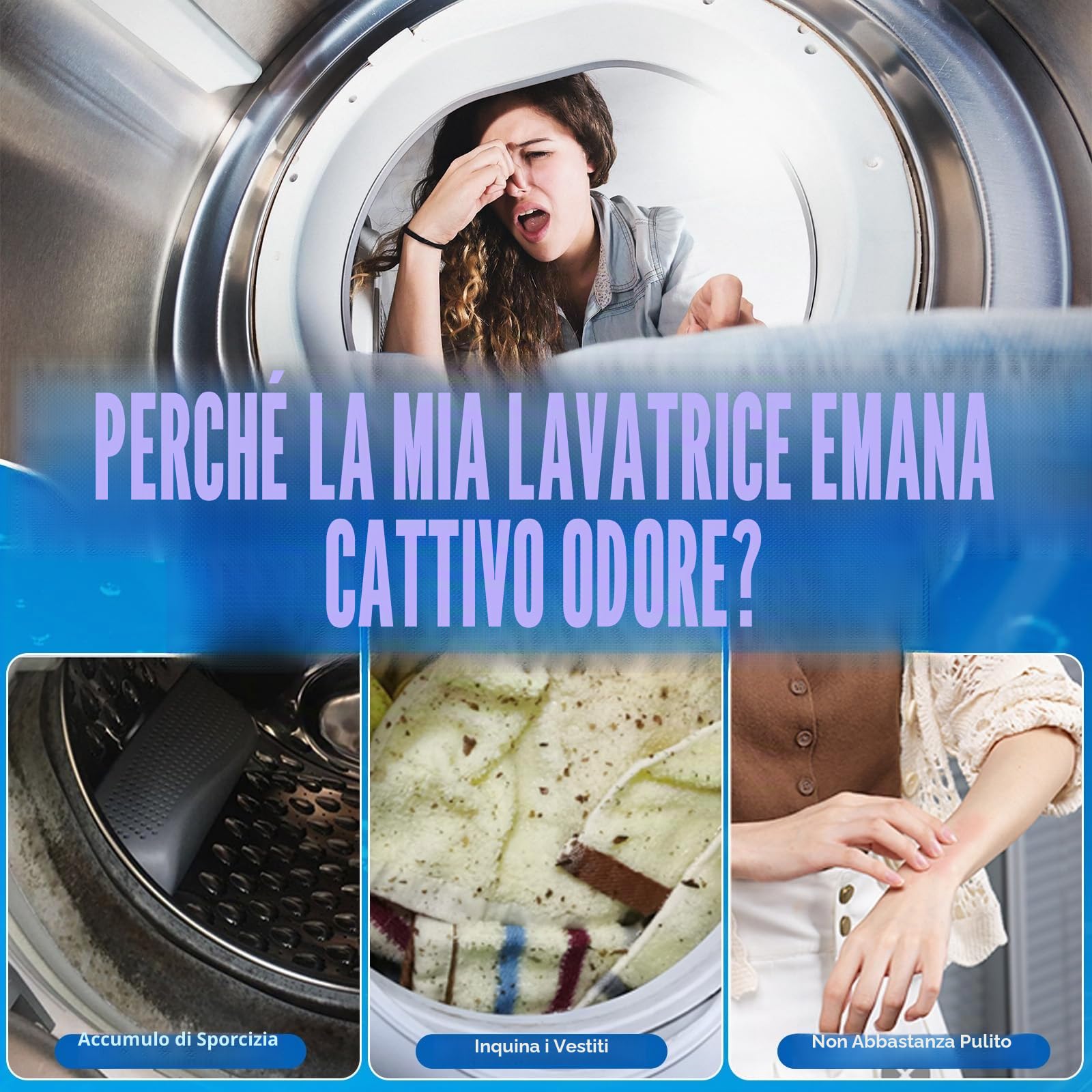 Detergente per lavatrice, Tabs Anti-limescale Washing Machine 1 Pack of 24 Tablets, adatto per lavatrice a carica frontale e superiore, rimuove odori, sporcizia e accumuli, sicuro per fosse settiche