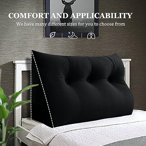 Miniatura 2 de Almohada de cuña doble gruesa de 8 libras para cabecero de dormitorio universitario, almohada de cuña de terciopelo con respaldo triangular con