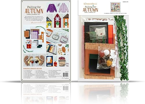 Miniatura 2 de Kimberbell Kit de adornos de otoño Falling for Autumn - Kit de adornos para manualidades, juego de 29 piezas con vinilo fusible, terciopelo y