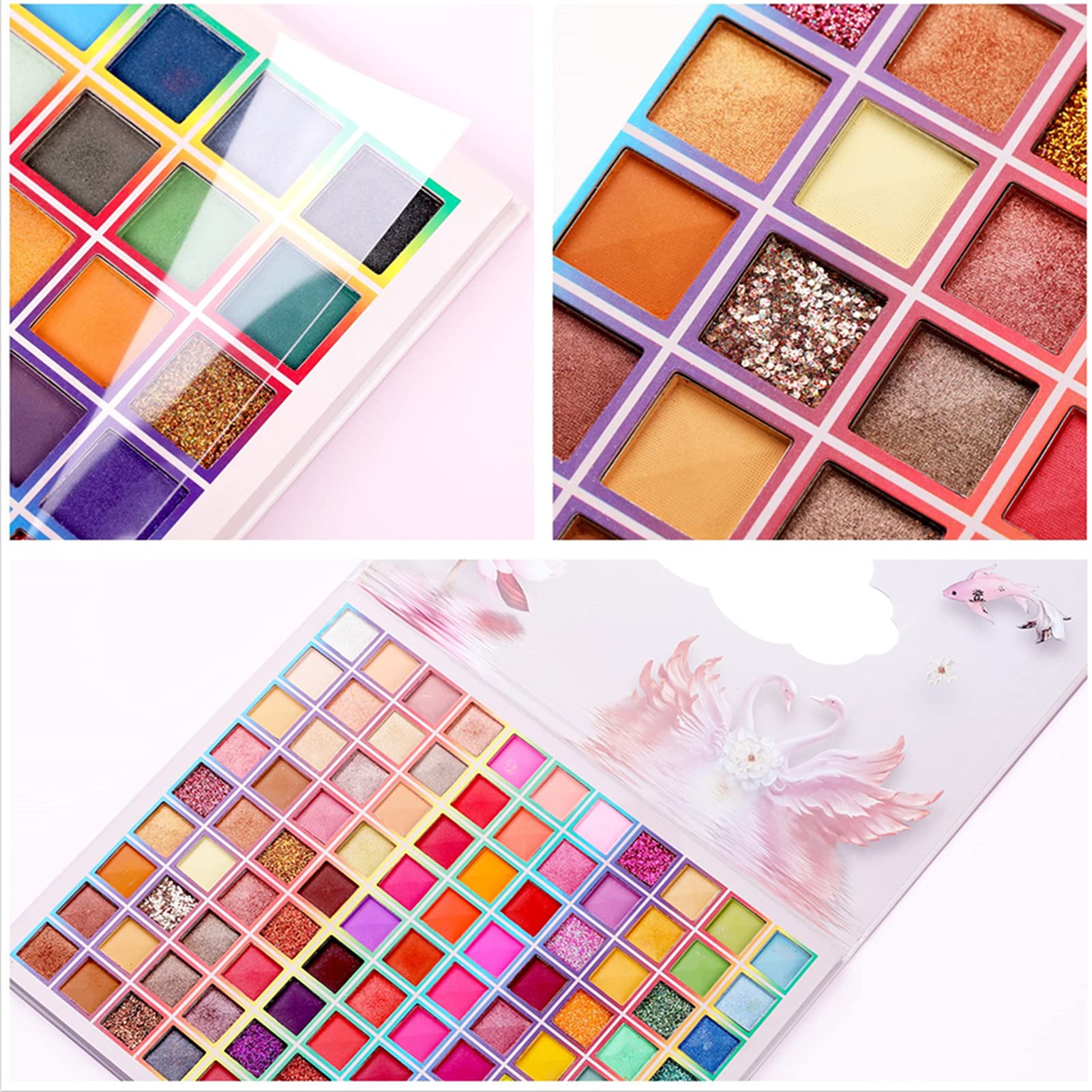 Paleta de sombra de ojos de 99 colores, paleta de sombra de ojos colorida, paleta de maquillaje profesional de arcoíris con purpurina mate, colorida de larga duración, altamente pigmentada, regalos 7