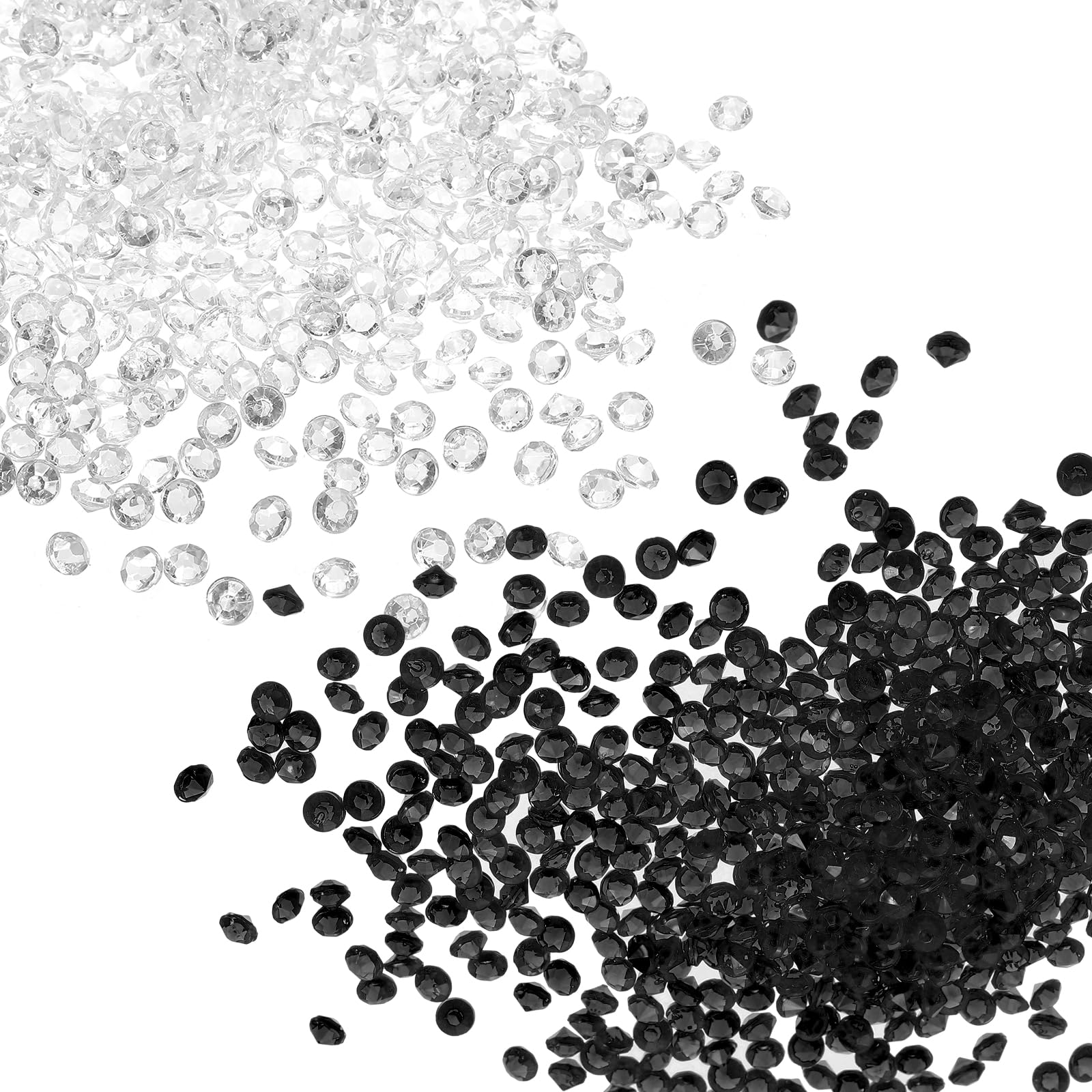 PATIKIL 6000Pcs Clear Acrylic Wedding Diamonds 3mm Table Scatter Confetti Crystals Vase Fillers Gems for Table Centerpiece Bridal Shower Party (4000Pcs Clear and 2000Pcs Black)