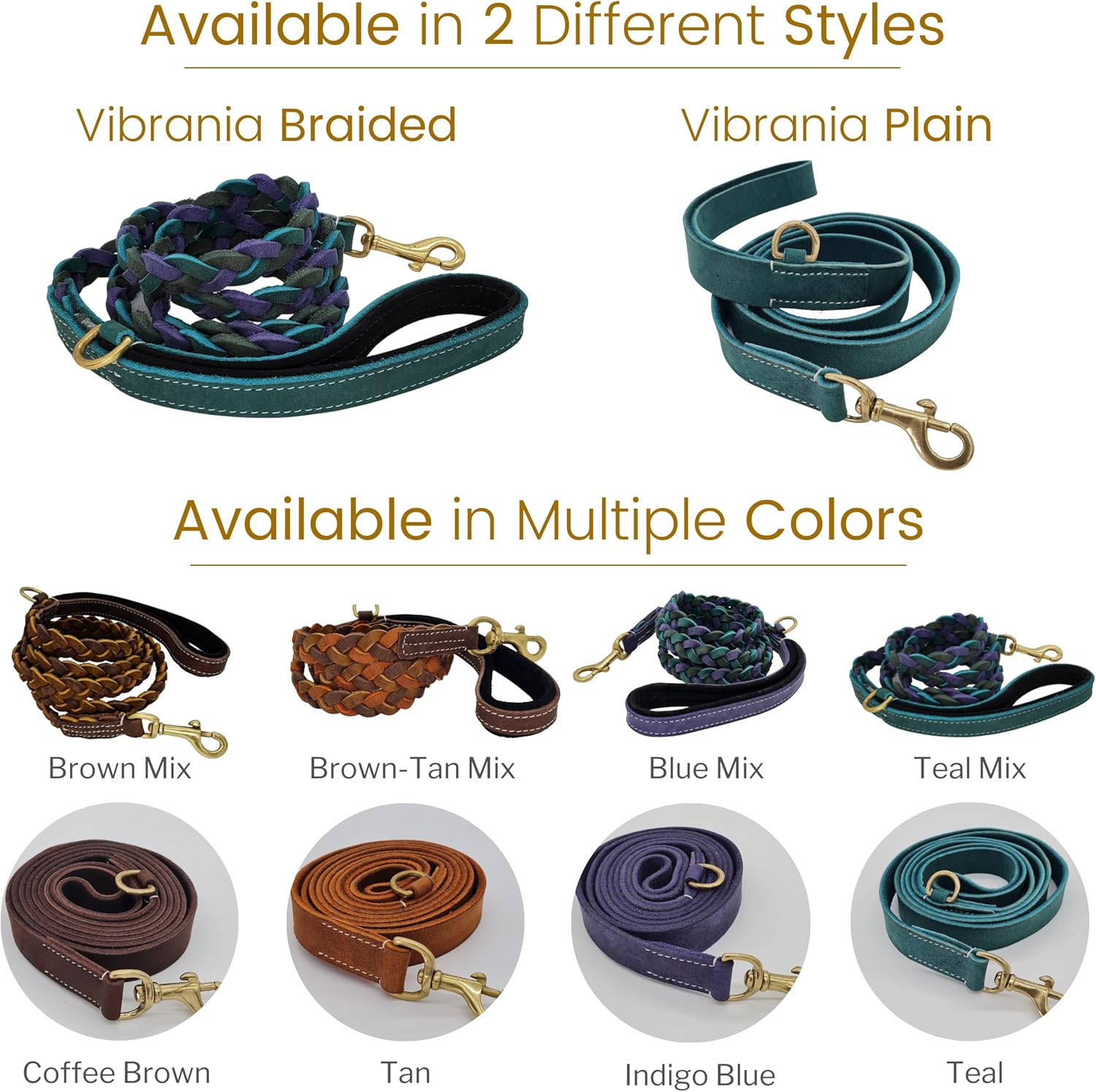 Blazing Paws Vibrania Braided Double Dog Leash Coupler, Walk 2 Dogs on Same Leash, with Solid Brass Ring and Hooks (Coupler: 1.5 Ft L x 3/4", Brown Mix)