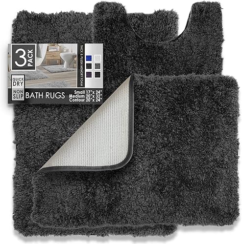 Miniatura 19 de Clara Clark - Alfombras de baño, ultra suaves y peludas - Tapetes para baño, lavables a máquina, con respaldo de goma antideslizante, 17 x 24