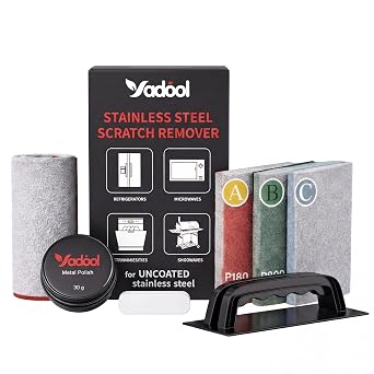 Stainless Steel Scratch Remover Kit for Appliances, Non-Coated Stainless Steel Only, Reduces Scratches, Rust & Discoloration, Restores Brushed Finish, DIY Repair & Polish