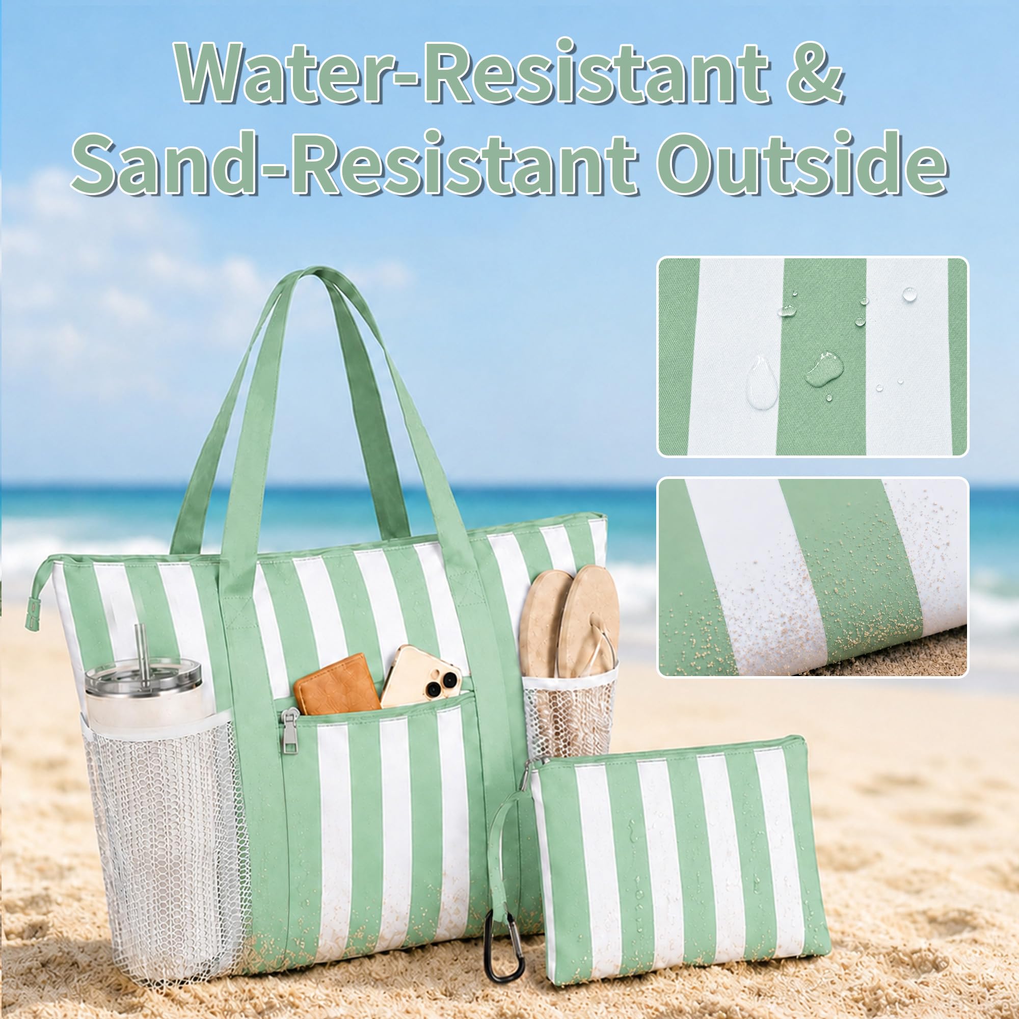 TAHAVICE Sac de plage XXL Famille Sac de bain pour femme Imperméable Sac de plage Sac fourre-tout pour plage, voyage, piscine, gym