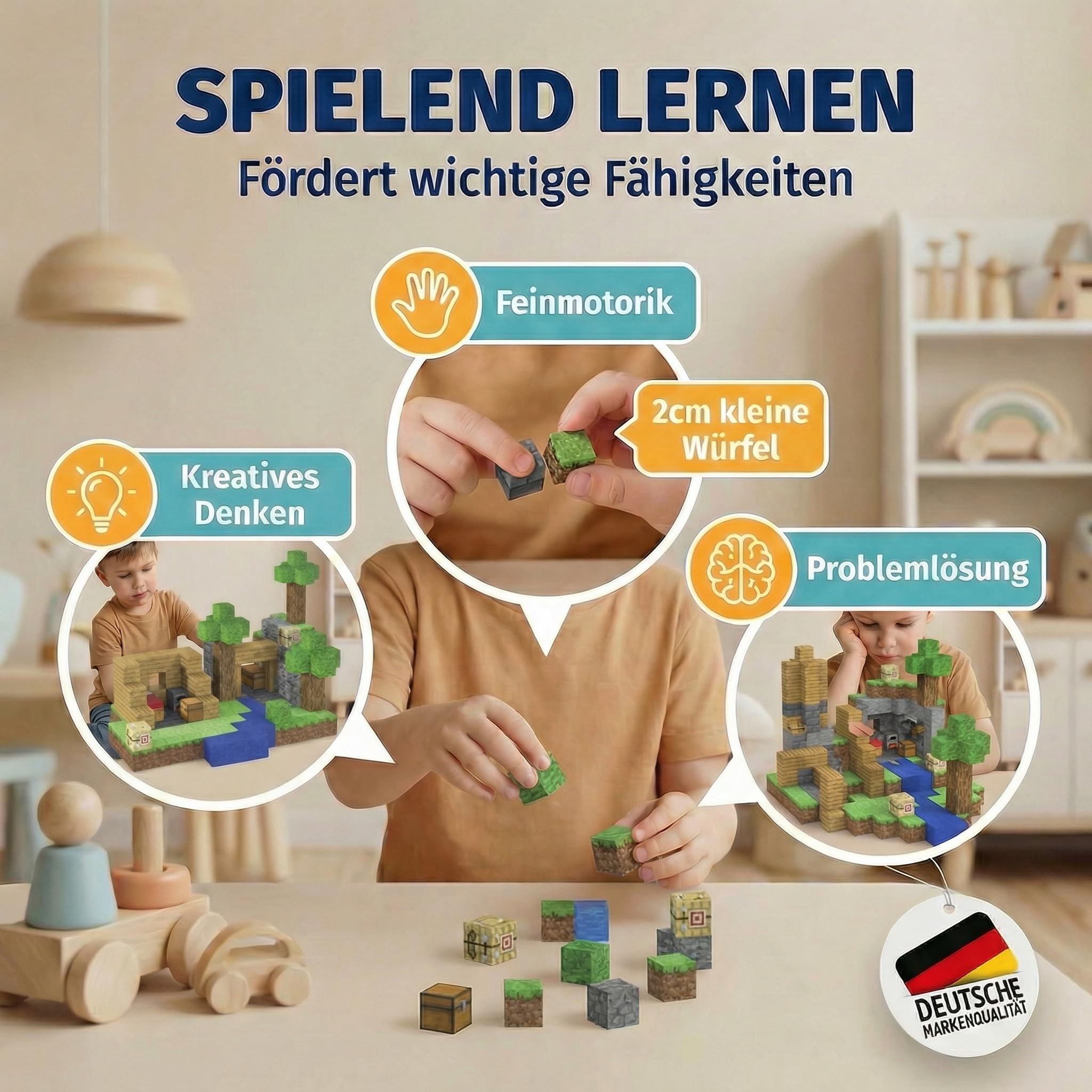 Magnetische Bausteine - enthält 95 Magnetbausteine im Stil Einer Mine, unabhängig laborgeprüft, fördert Kreativität, Flexible Bauweise, Kinder ab 3 Jahren