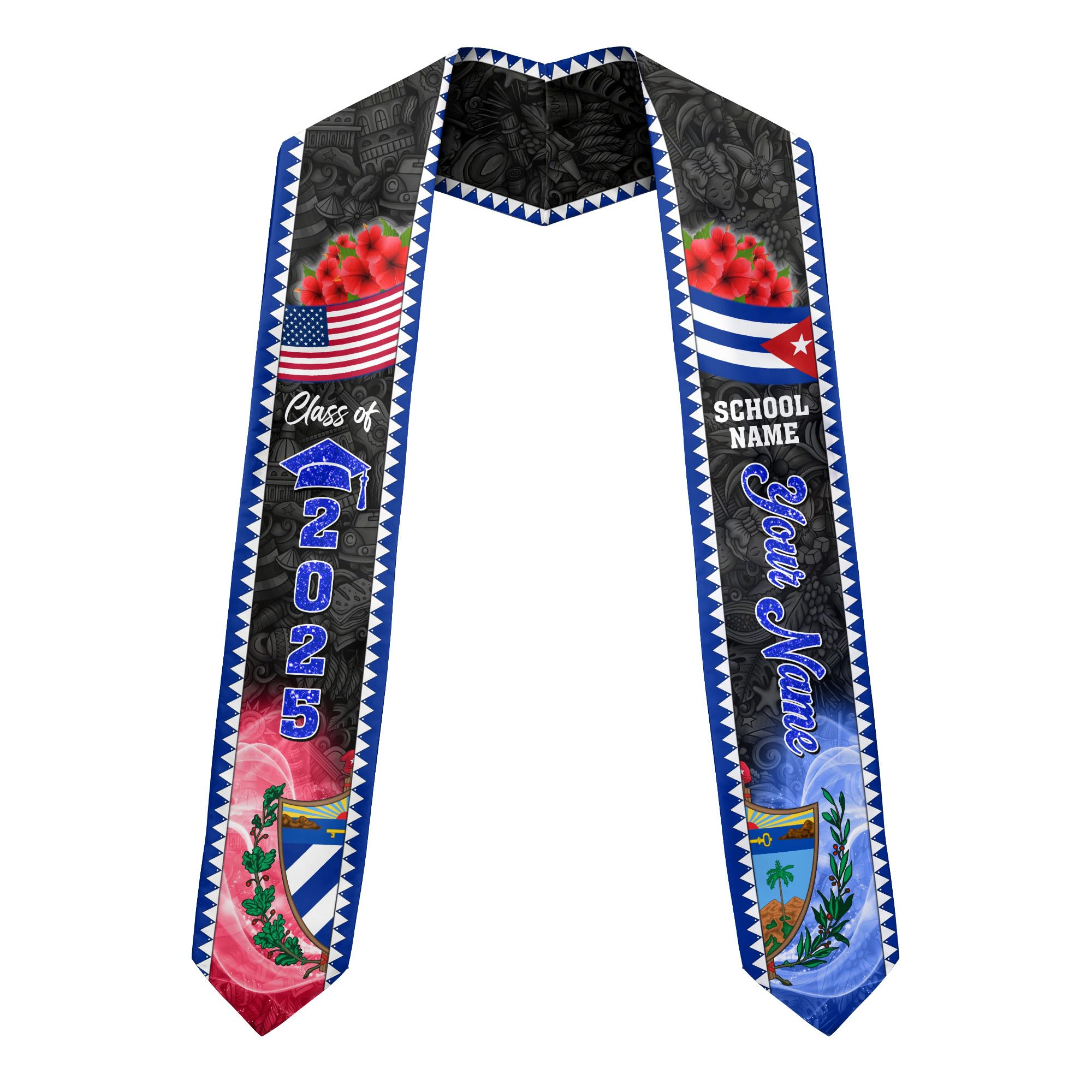 MonkeyVan Personalized Cubans American Flag Graduation Sash 2025, Cubans Graduation Sash, Cuba Graduation Stole Custom Cbs8
