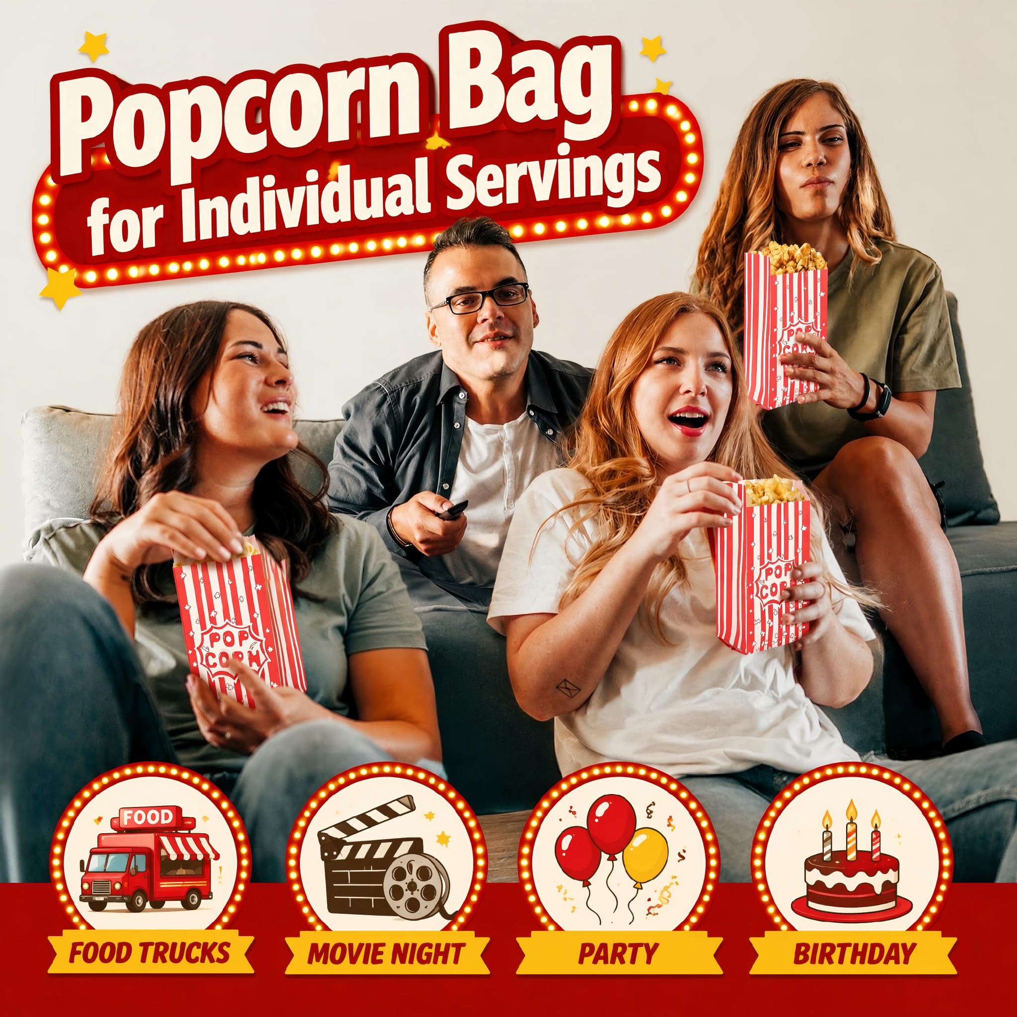 400 Stück kleine Popcorn-Tüten, 28 ml, Papier-Popcorn-Tüten für Popcorn-Maschine, fettdichte Popcorn-Behälter, Becher für individuelle Portionen, Party, Filmabend