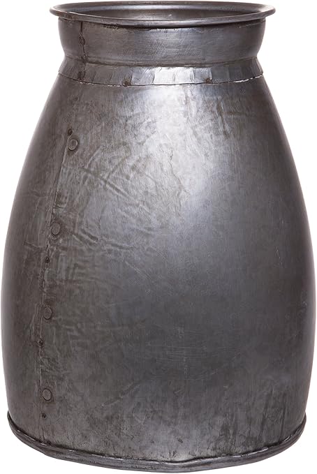 素朴な亜鉛メッキリベット付きブリキポット ホームセンターピース装飾 フラワーアレンジメント花瓶 10インチ 花器 インテリアボウル オンライン通販