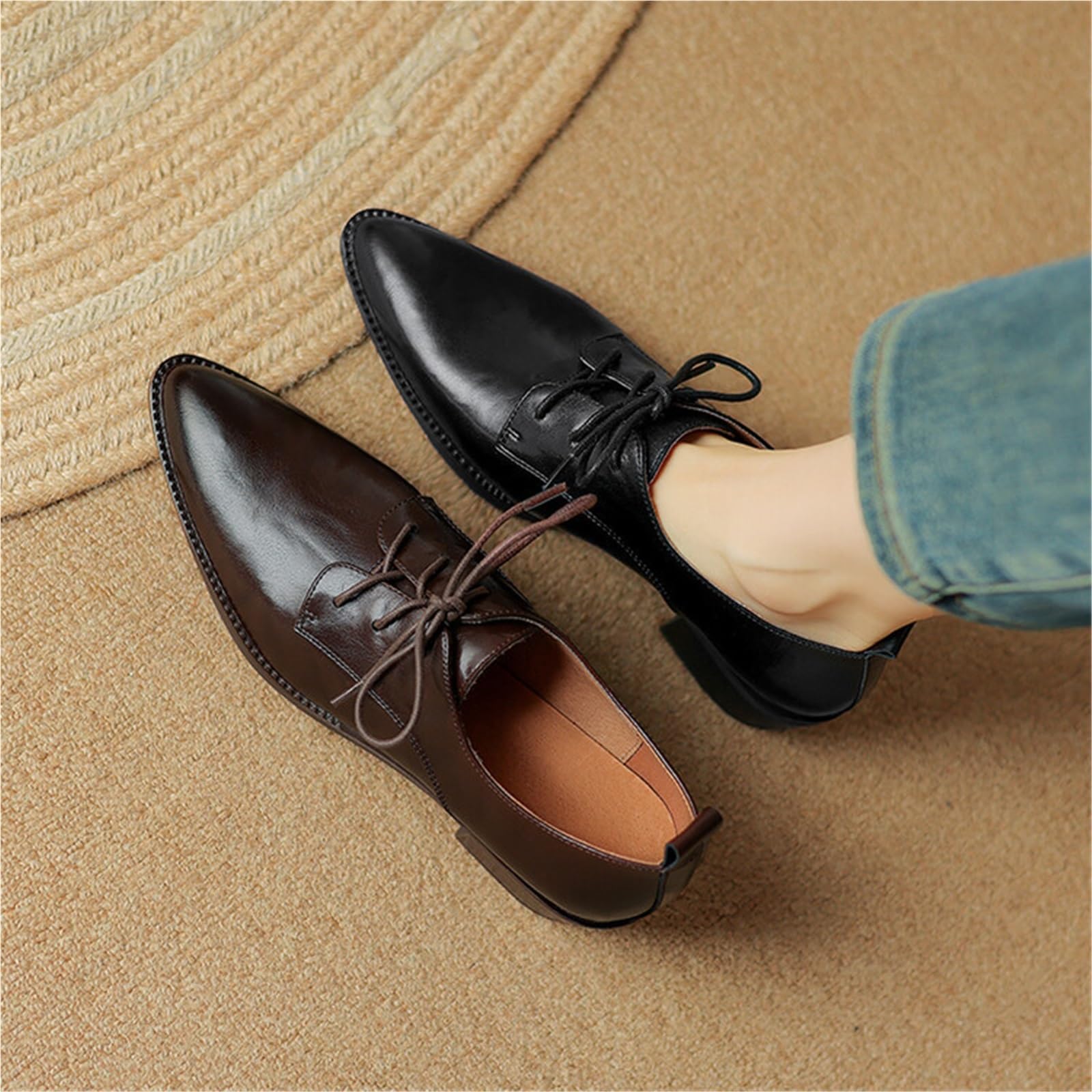 Scarpe da Donna Oxford Eleganti Allacciate Mary Jane Antiscivolo