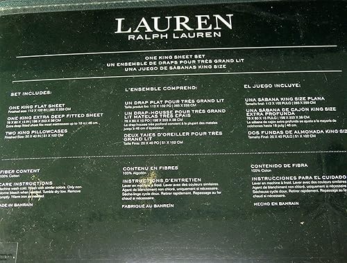 Miniatura 3 de Lauren Ralph Lauren Juego de sábanas con estampado floral tamaño queen 100% algodón, azul claro y blanco