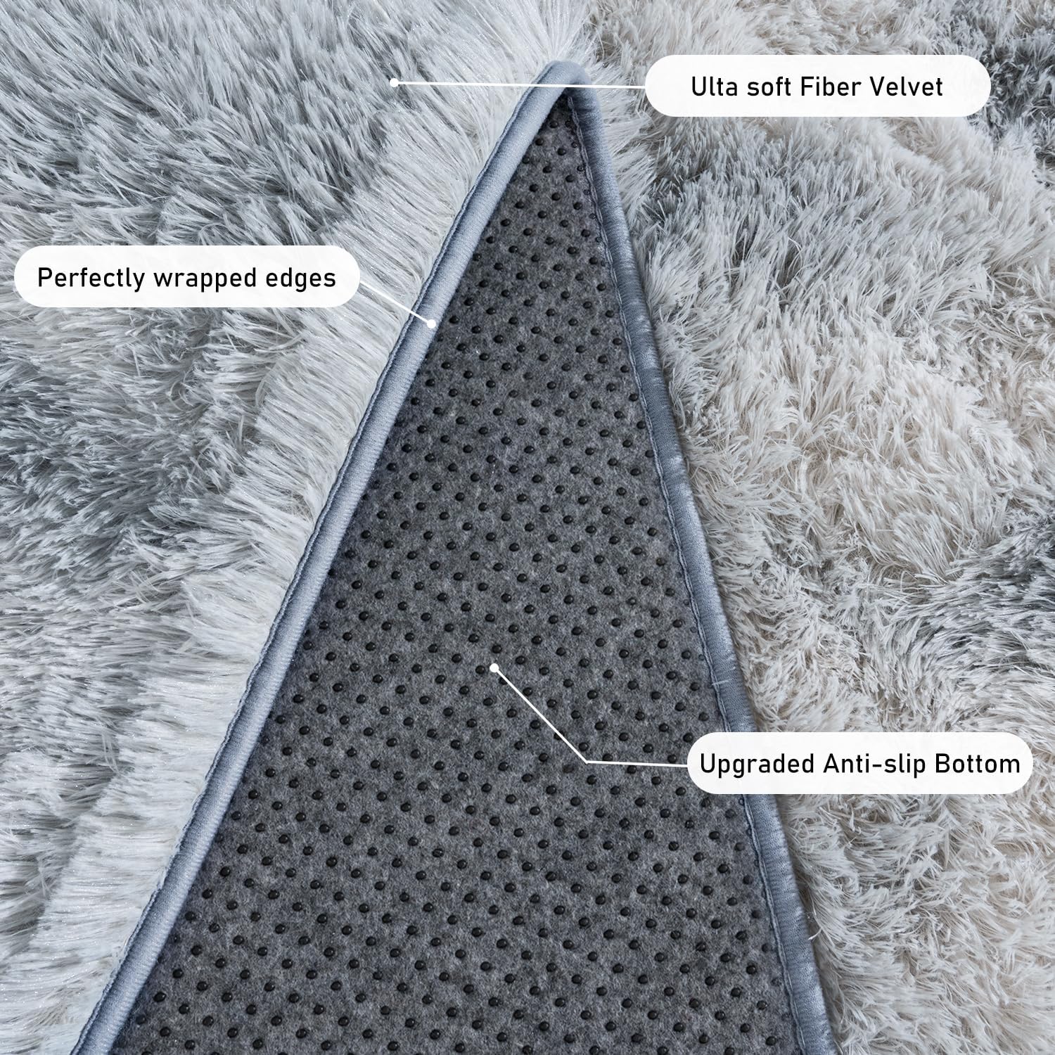 Rugs for Bedroom 4x6, Soft Shaggy Modern Shag Area Rug for Living Room, Upgrade Non-Slip Plush Fluffy Carpet for Kids Boys Girls Room Home Decor Aesthetic, Light Grey