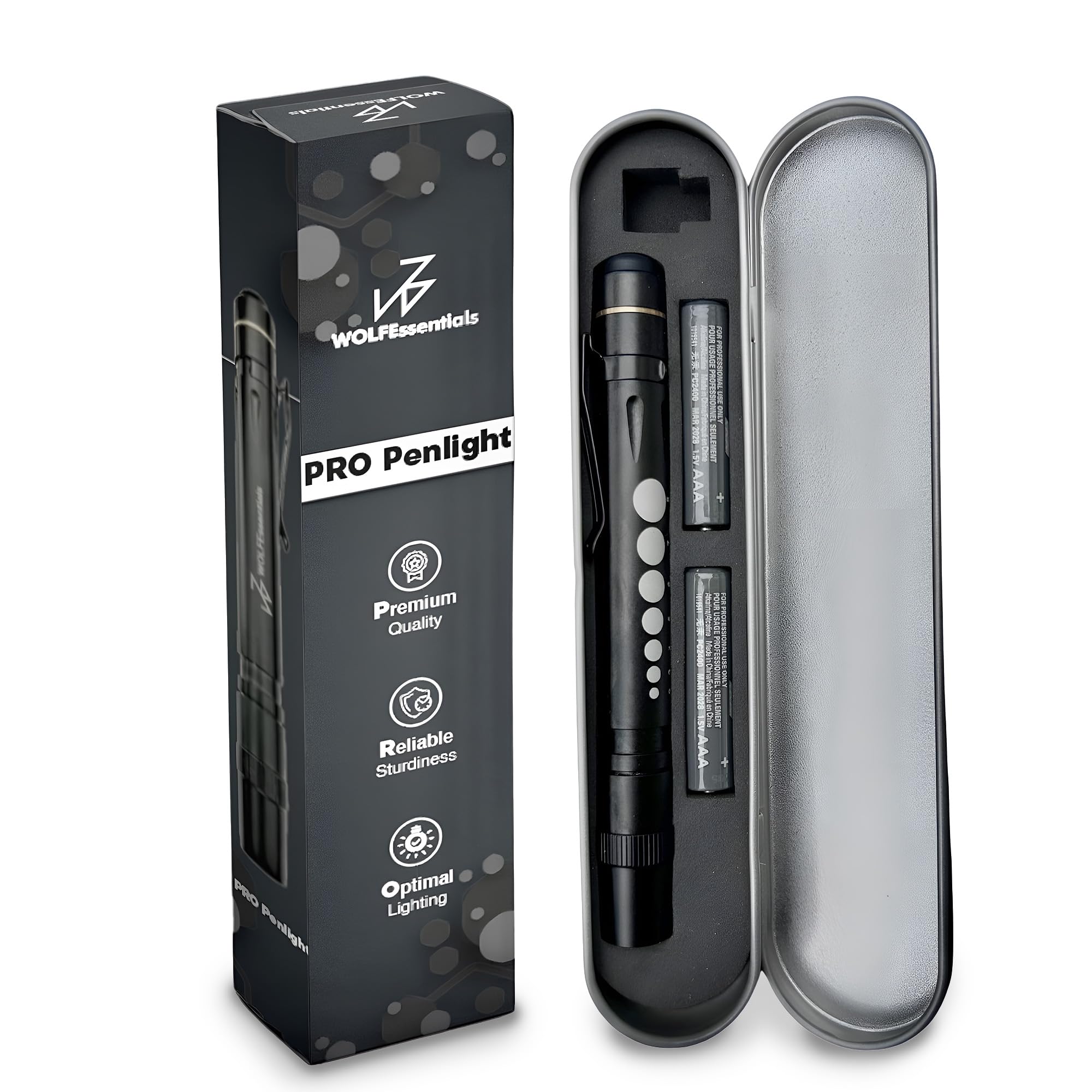 PRO Pen Light with Pupil Gauge, Aluminum Pen Lights for Nurses, Doctors, Paramedics & More, Medical/Nurse Essentials with 2 AAA Batteries Included, 2.89 oz, Black