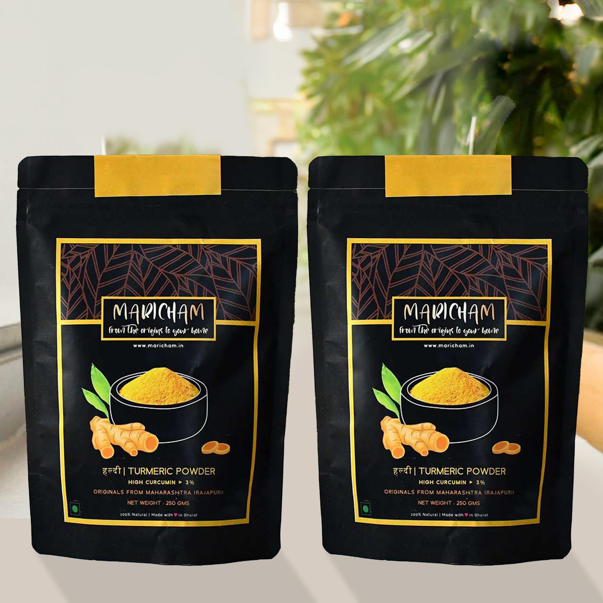 Maricham Haldi|Turmeric Powder 1Kg (2x500g) - Premium Rajapuri Haldi | 100% Natural & Pure| High Curcumin| Rich in Essential Oils for Vibrant Color & Bold Flavor