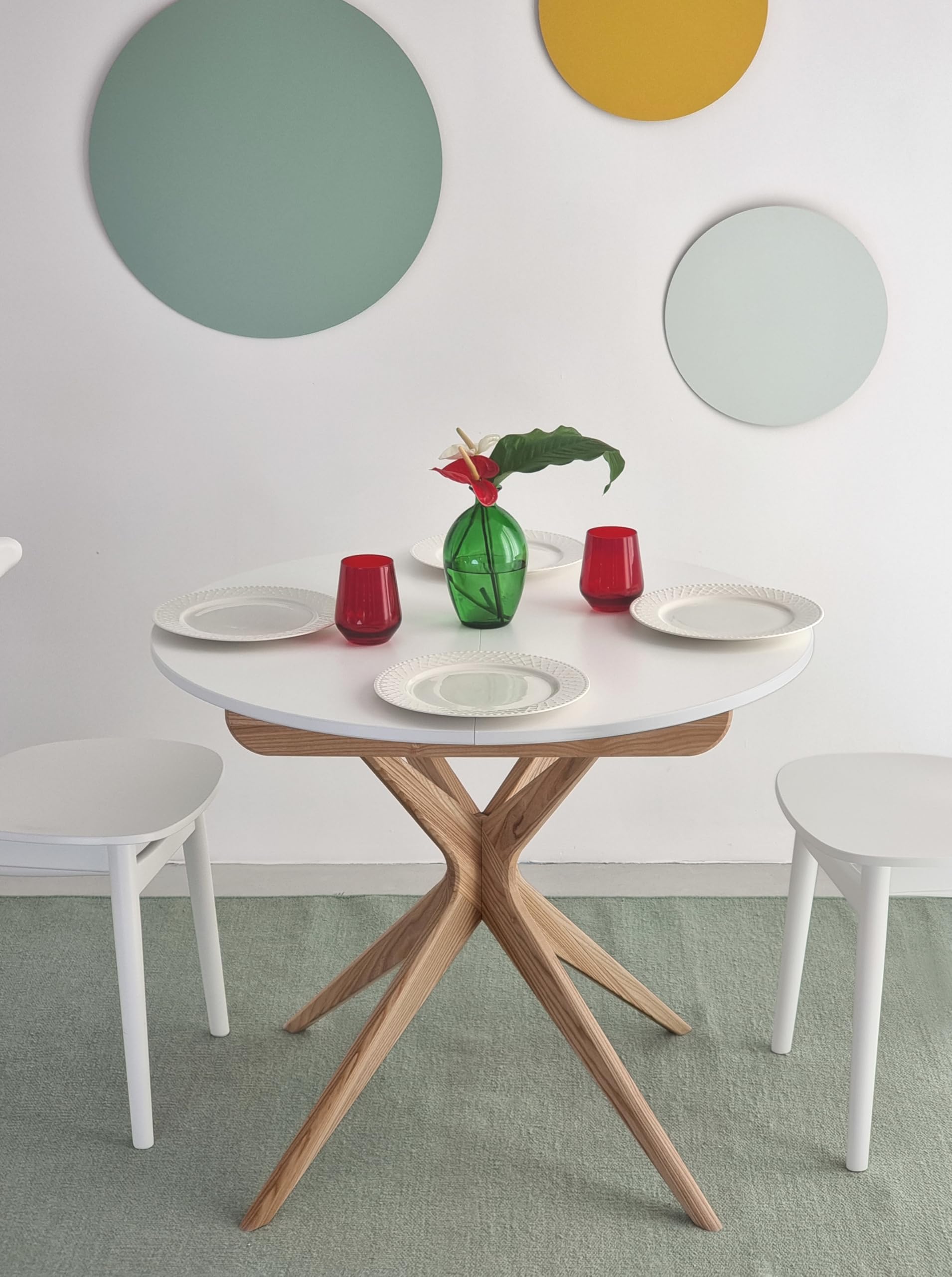RAGABA Tavolo da pranzo rotondo allungabile 90cm Jubi Corallo scuro