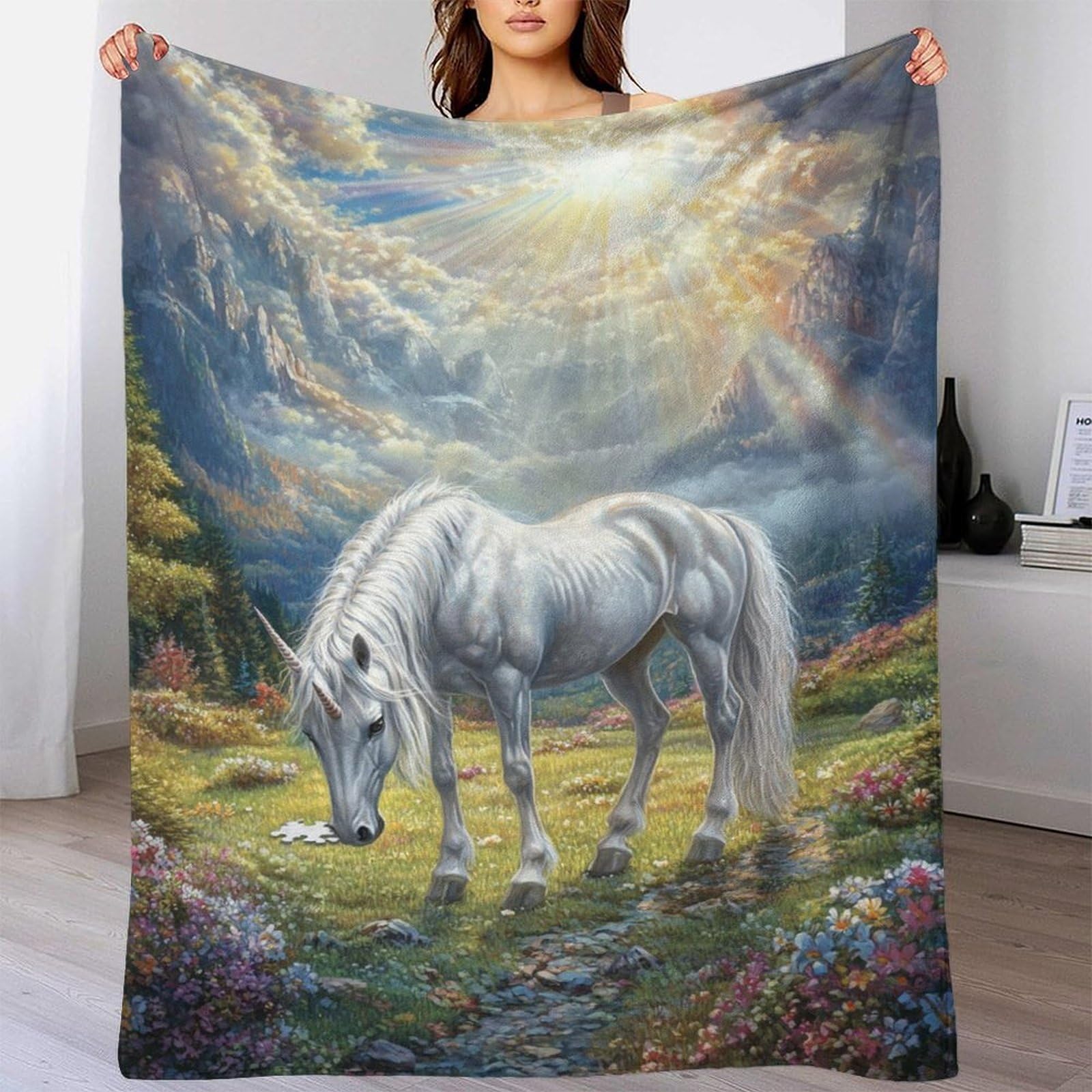Couverture câline pour adultes et enfants plaid licorne douce