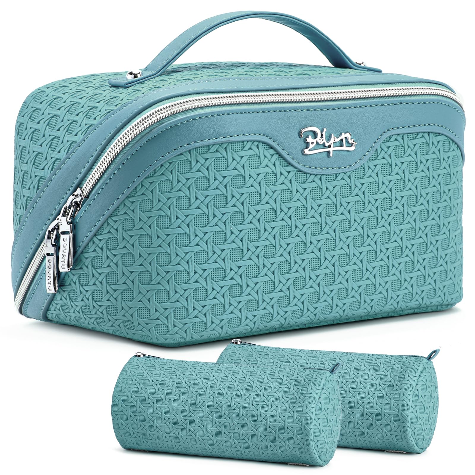 BOYATU Travel Makeup Bag Cosmetic Bags for Women: 3 Pcs Set Make up Bag Global Recycled Standard Global Recycled Standard Global Recycled Standard