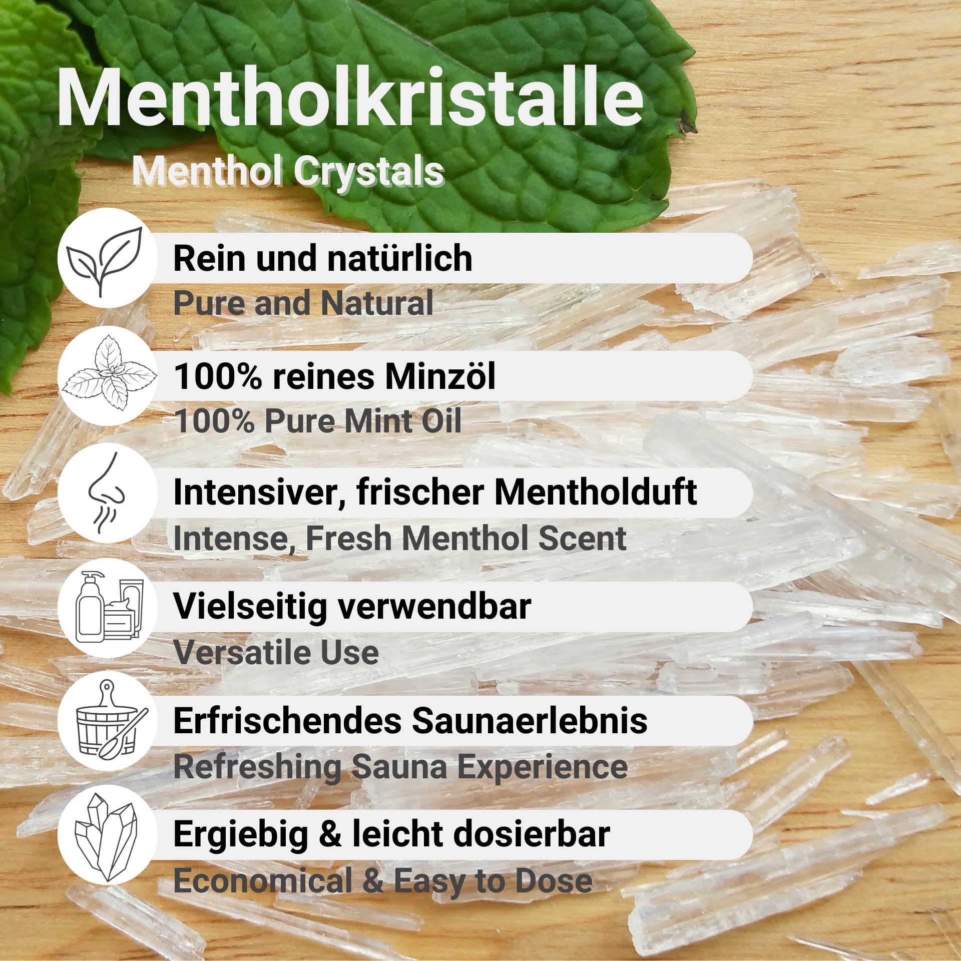 Mentholkristalle aus 100% Minzöl 200g Sauna Aufguss reines Menthol intensiv und wohltuend