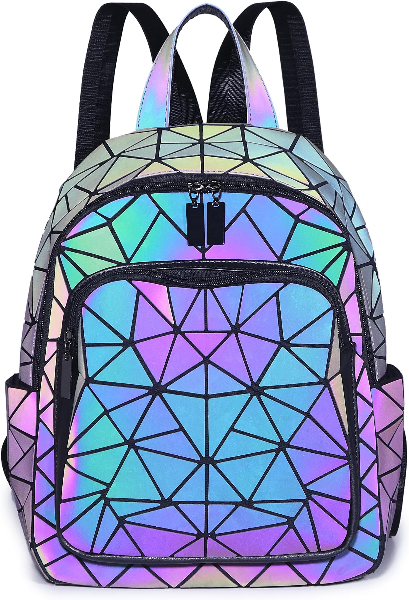 Geometric Backpack Luminous Backpacks Holographic Reflective Bag Large Capacity Backpacks for Women Colorful Daypacks 01