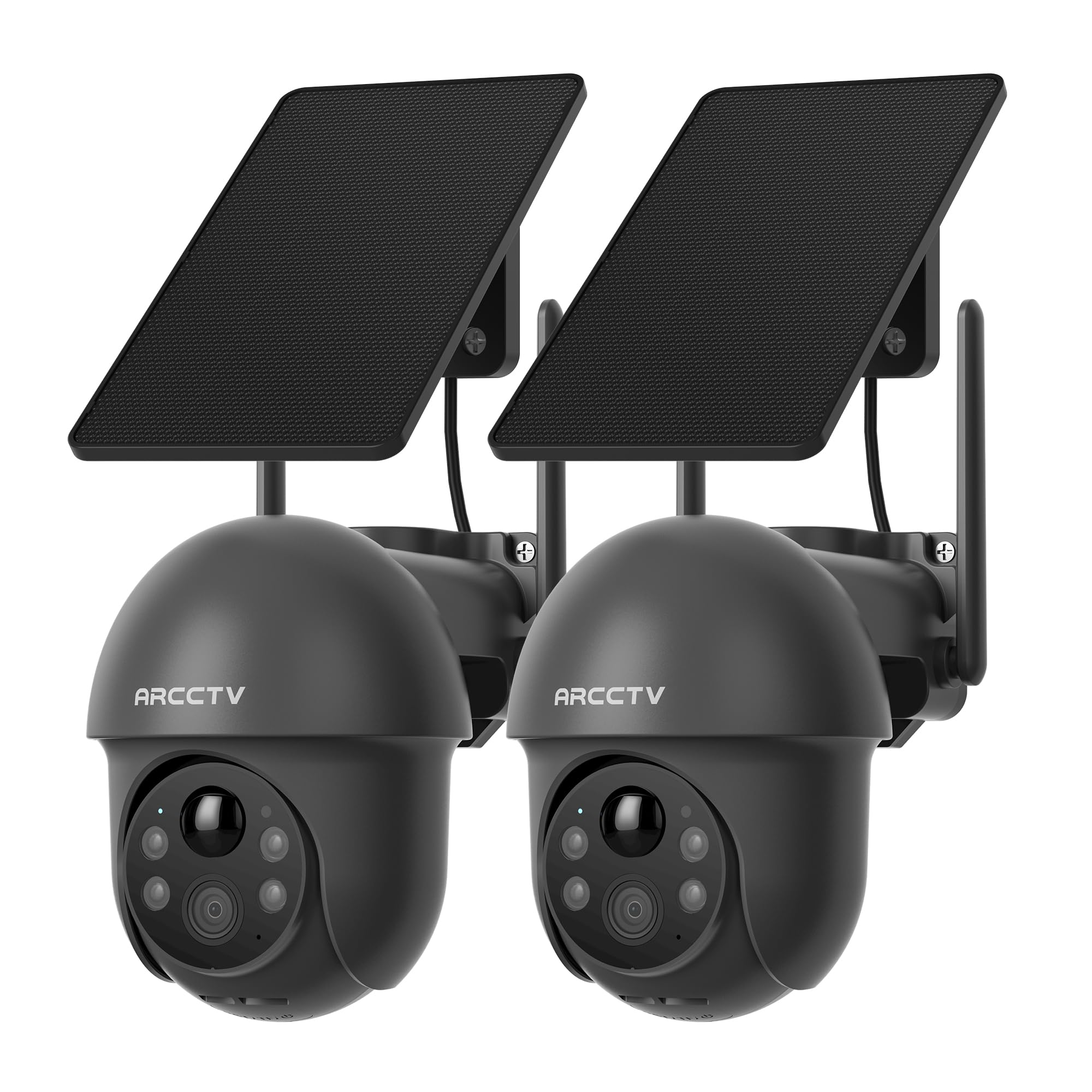 ARCCTV 4MP Solar Überwachungskamera Aussen, 2,4/5GHz-WLAN, Aussenkamera Kabellos Akku, Alarm Bei Personenerkennung, Nachtsicht in Vollfarbe, Zwei-Wege-Audio, Wasserdicht, Grau (2Pcs)
