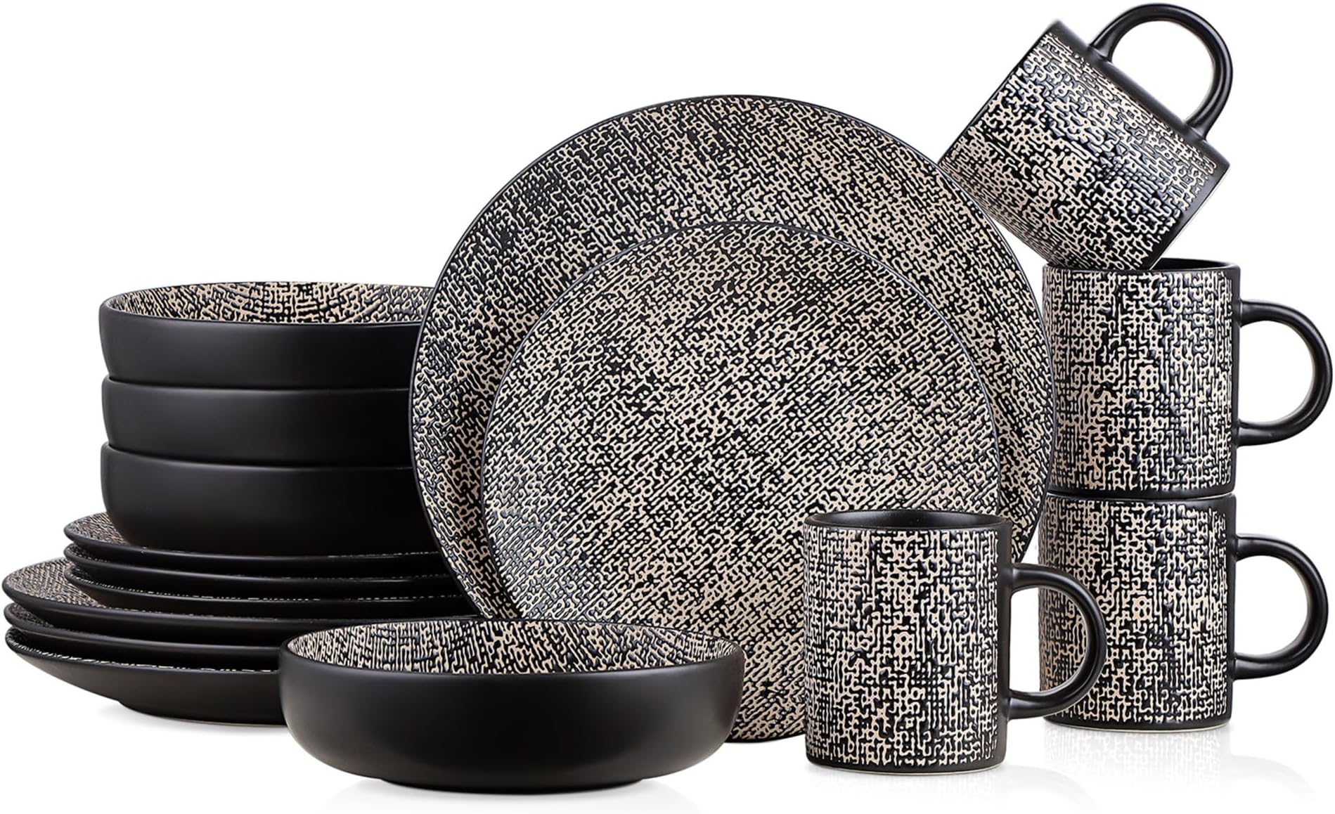 Thyme & Table Dinnerware Black White Medallion Stoneware