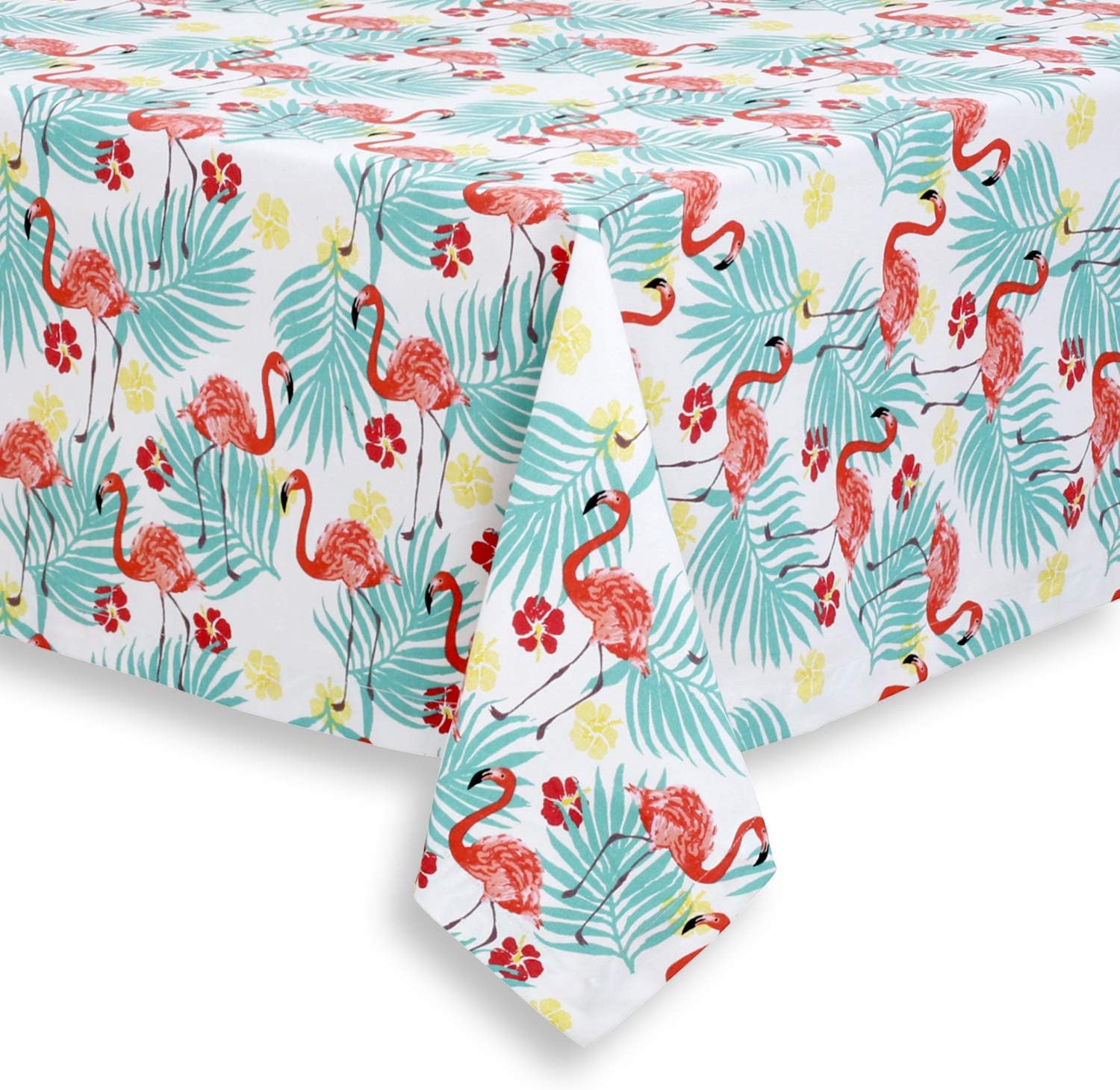 Cackleberry Home Tropical Flamingo Cotton Fabric Tablecloth, 52 x 70 Rectangular