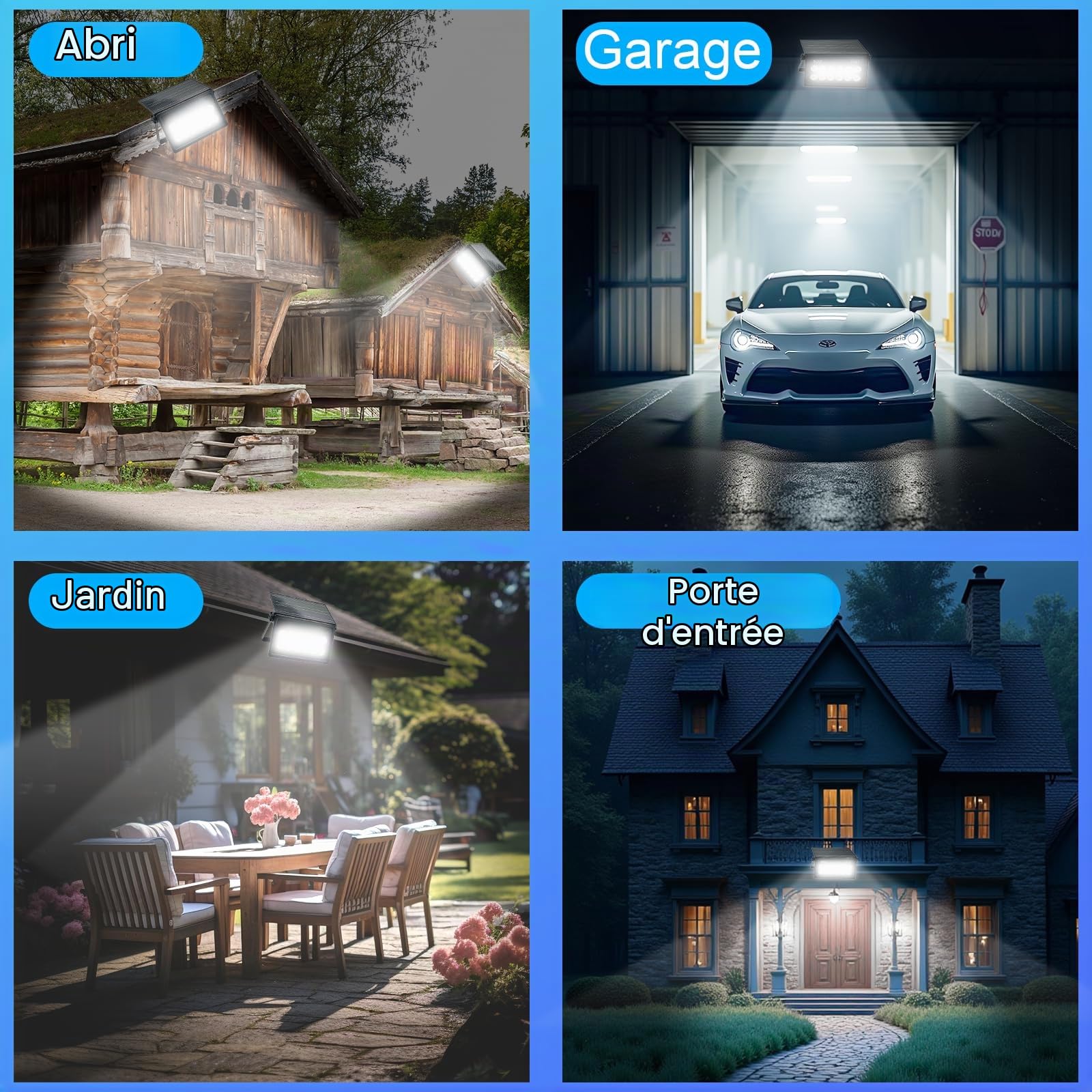 150W Projecteur Solaire, Lumière Solaire Extérieure Avec Télécommande, 6500K Spot Solaire Exterieur, IP65 Étanches Lampe Solaire Extérieur pour Porche Patio Jardin Garage Allée