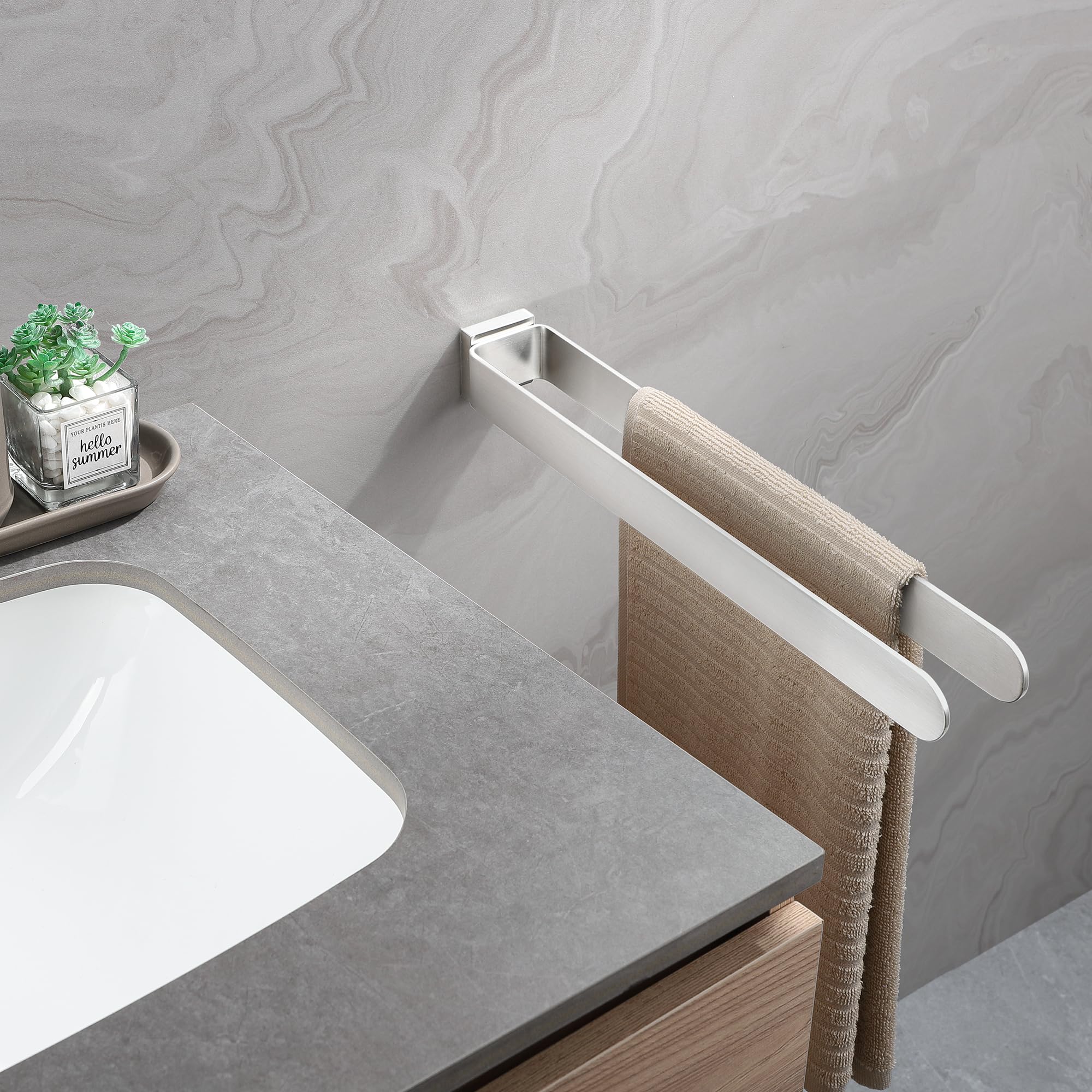 Porta Asciugamani Da Parete Dvocel - Doppio Braccio, Acciaio Inox 304 Spazzolato, Argento, Per Bagno/Cucina - Foto 8