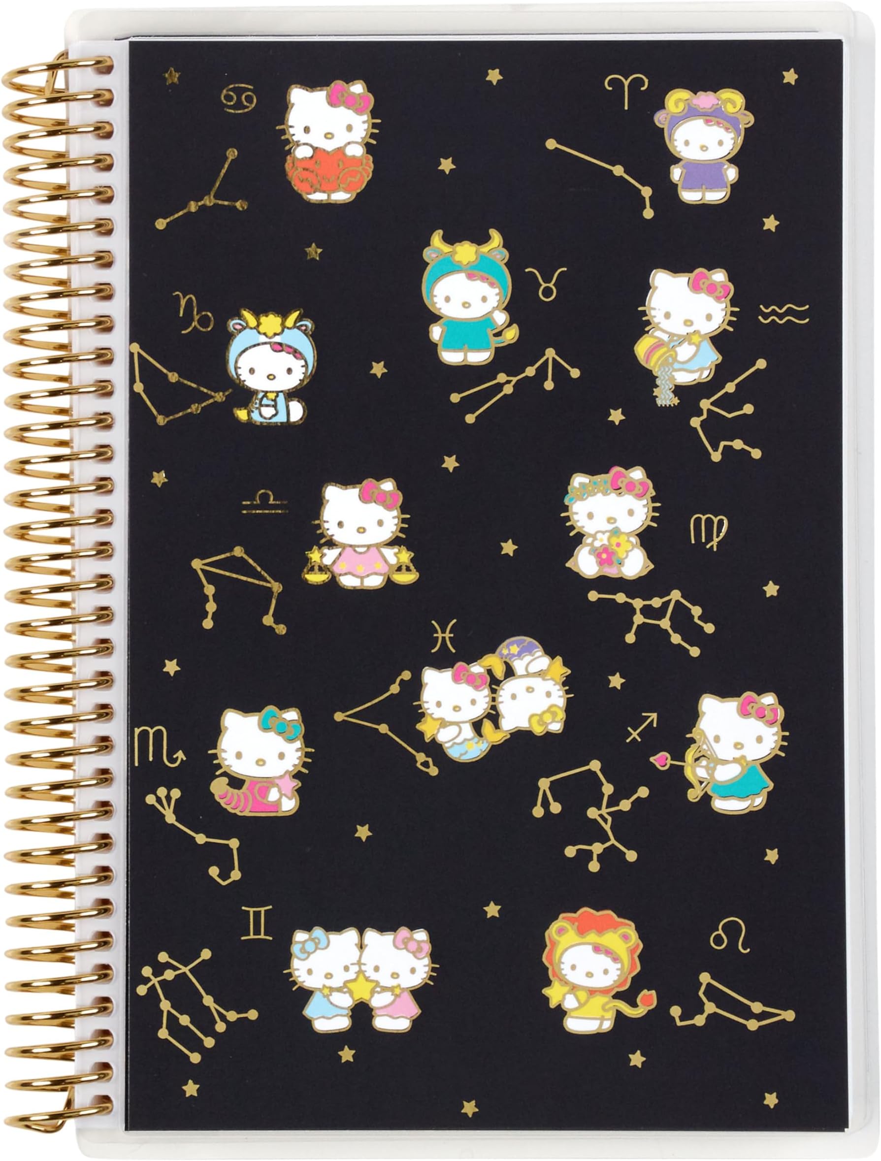 Erin Condren A5 Spiral Bound Lined Notebook - Special Edition, Hello Kitty Zodiac Laminate Metallic Cover, 160 Lined Pages Of 80 Lb, Mohawk Paper, Sticker Sheet Included