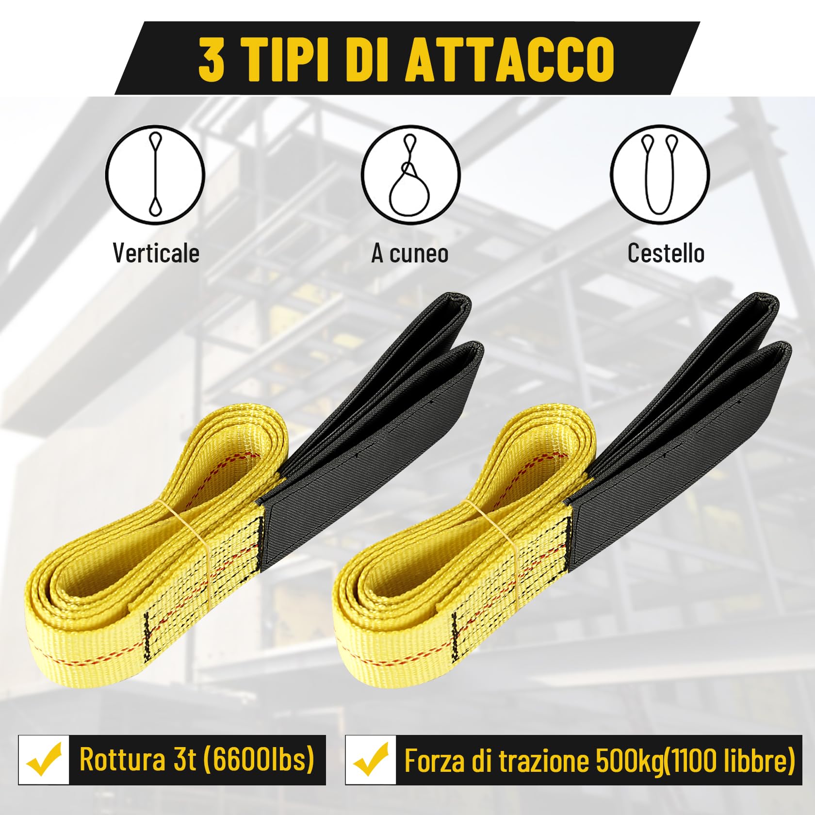 Confezione Di 2 Cinghie Di Fissaggio Con Fibbia 5m X 50mm 1200Kg - Foto 7