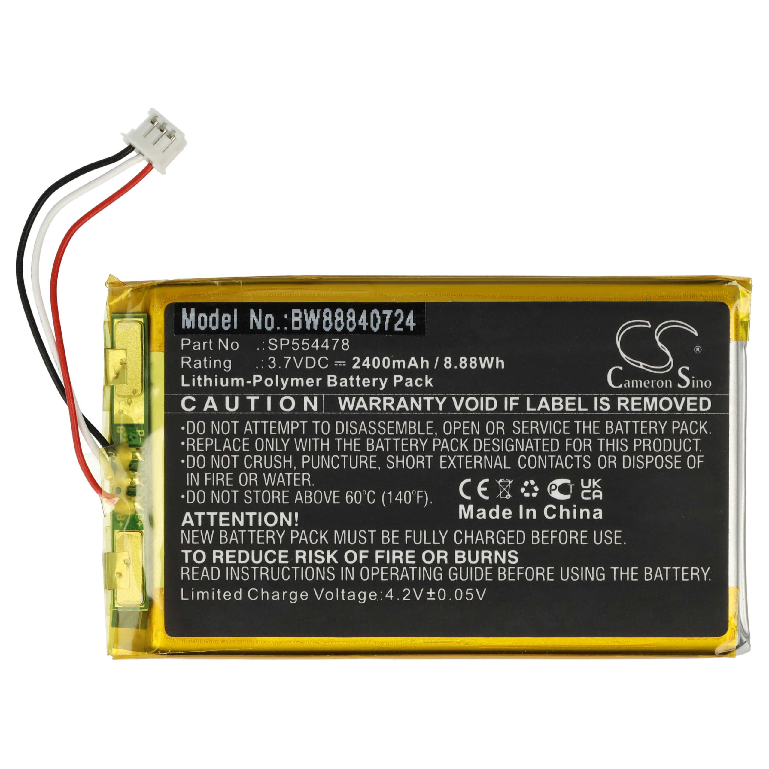 vhbw batteria compatibile con Infant Optics DXR-8 Pro babyphone (2400mAh, 3,7V, Li-Poly)