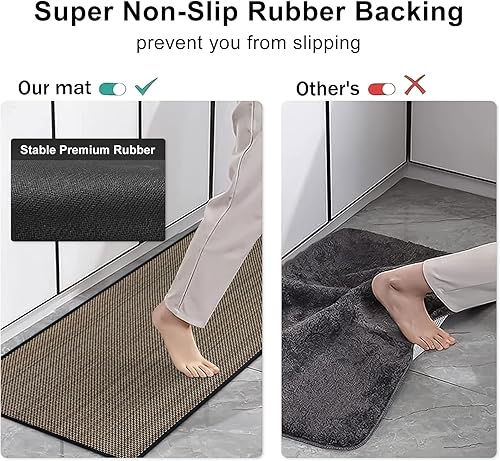 Miniatura 3 de KIMODE Alfombra de pasillo de cocina de 30 x 70 pulgadas, antideslizante, lavable, para suelo de cocina, tapete de cocina absorbente color beige