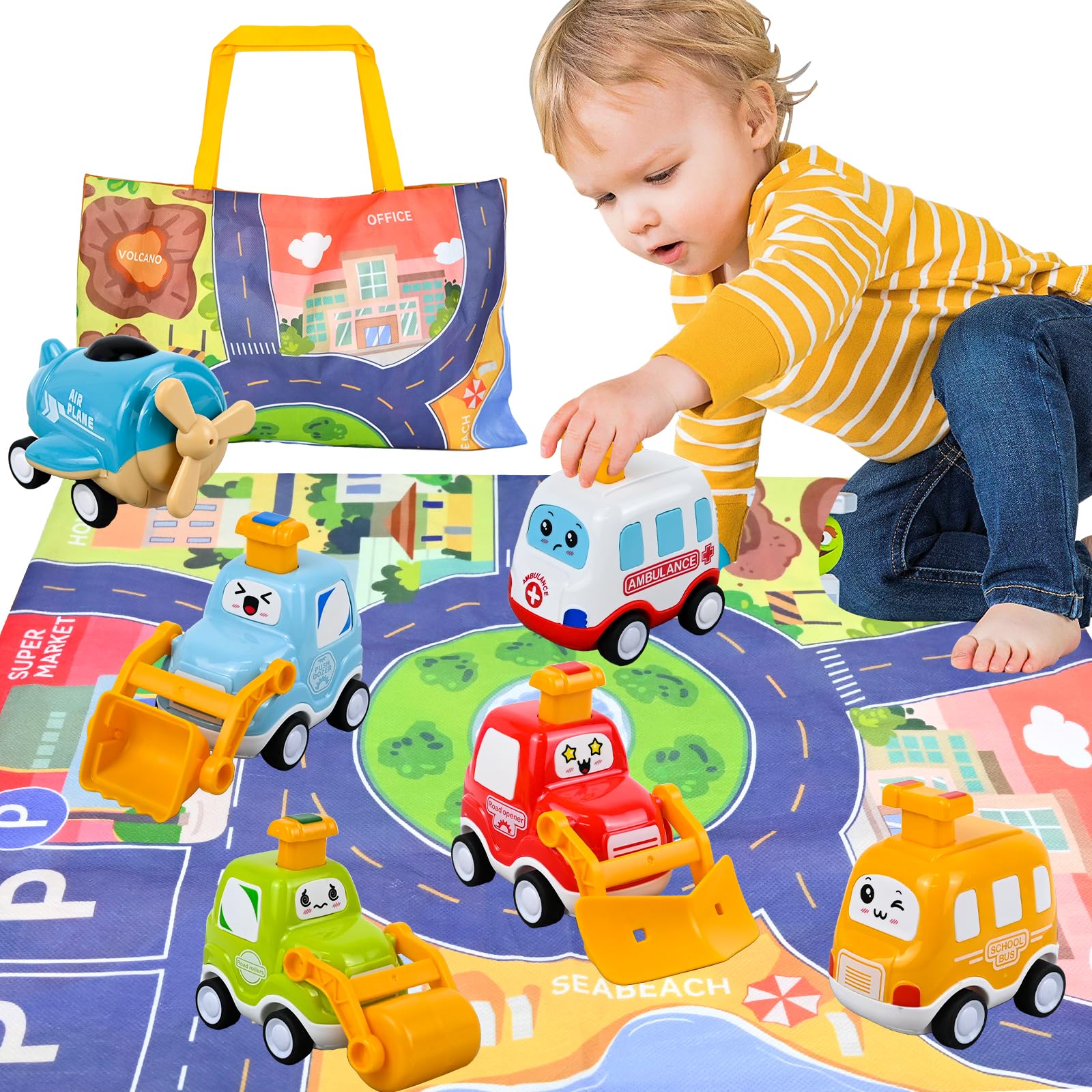 Drück-auto Spielzeug Für Kleinkinder Ab 1 Jahr – 3 Bunte Tier-Autos, Ohne Batterie, Sicher Und Robust