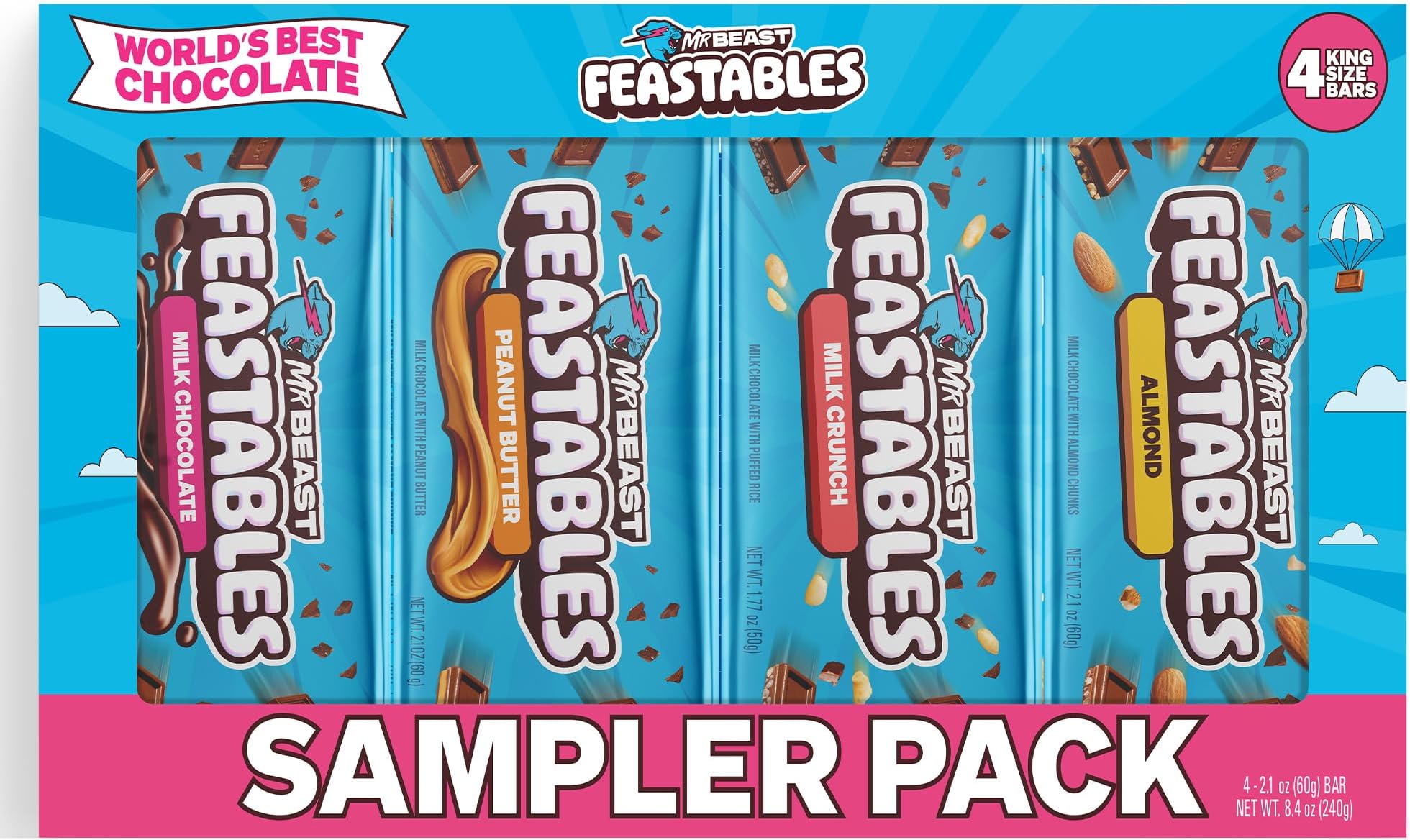 Beast bars Feastabless Milk Chocolate Pack of 4-2.1 oz each