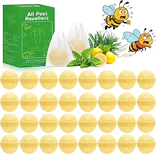 36 PCS Wasp Repellent Balls, Peppermint Oil Bee Repellent for Indoor Outdoor Home Kitchen, Natural Pest Deterrent, Repels Bee, Yellow Jacket, Hornet, Wasp, Safe for Pet Kids