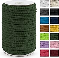 Vista 17 de JeogYong - Cuerda de macramé trenzada 5mm x 90m, cuerda de algodón trenzada de 8 hebras natural, cuerda de cordón de dibujo colorida para colgar