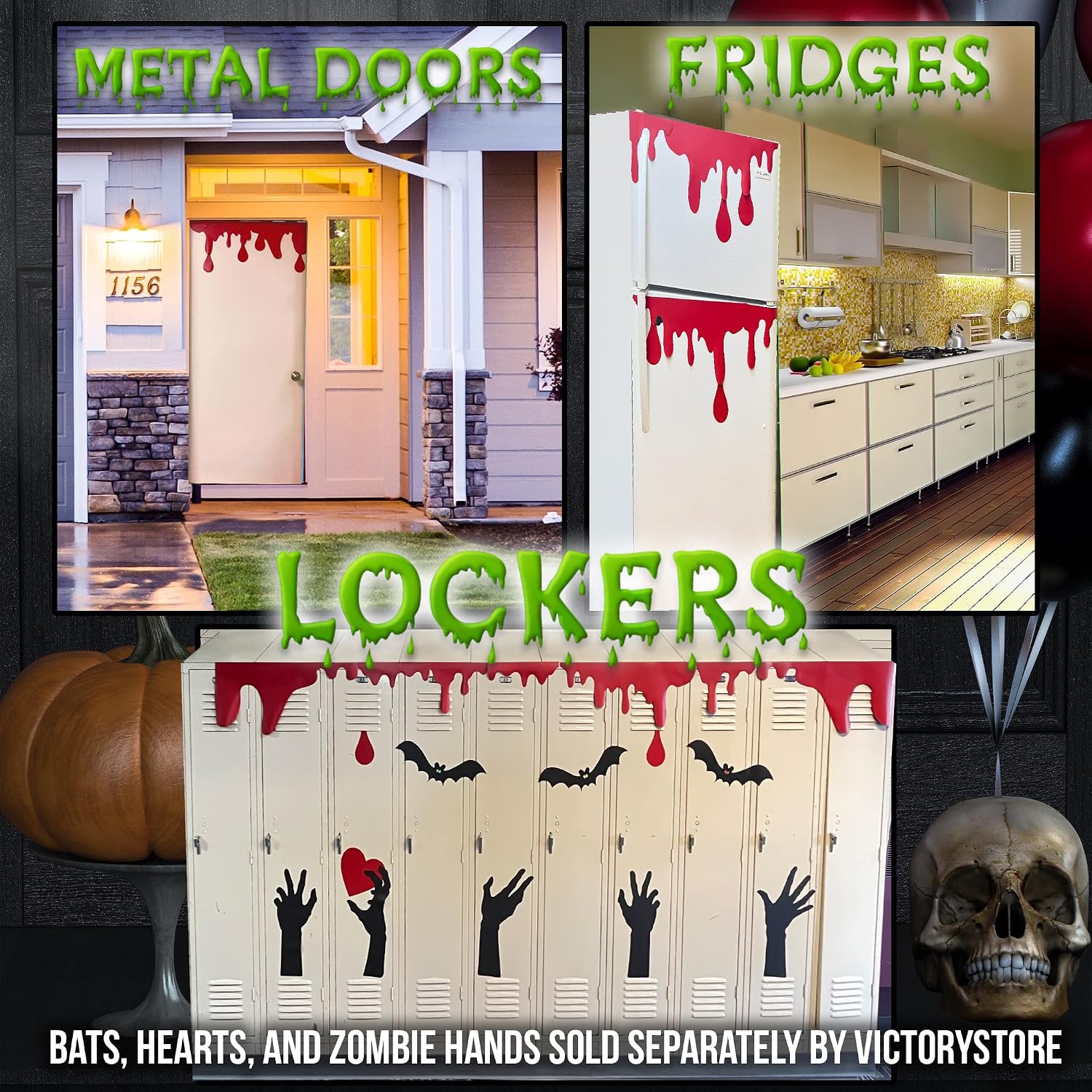 VictoryStore Halloween Blood Magnets: Dripping Blood Halloween Garage Door Magnets, Indoor or Outdoor Halloween Red Magnets