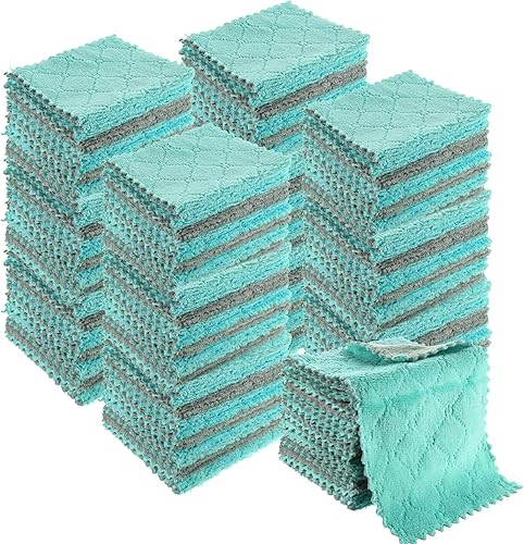 Paquete de 100 paños de limpieza de microfibra para cocina toallas de microfibra de doble cara sin pelusas absorbentes multiusos trapos para el