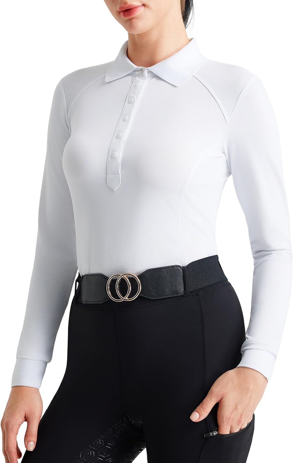 FitsT4 Sports Equestrian Shirts for Women UPF50+ Long Sleeve Horse Riding Shirts Moisture Wicking Golf Shirts Polo Style