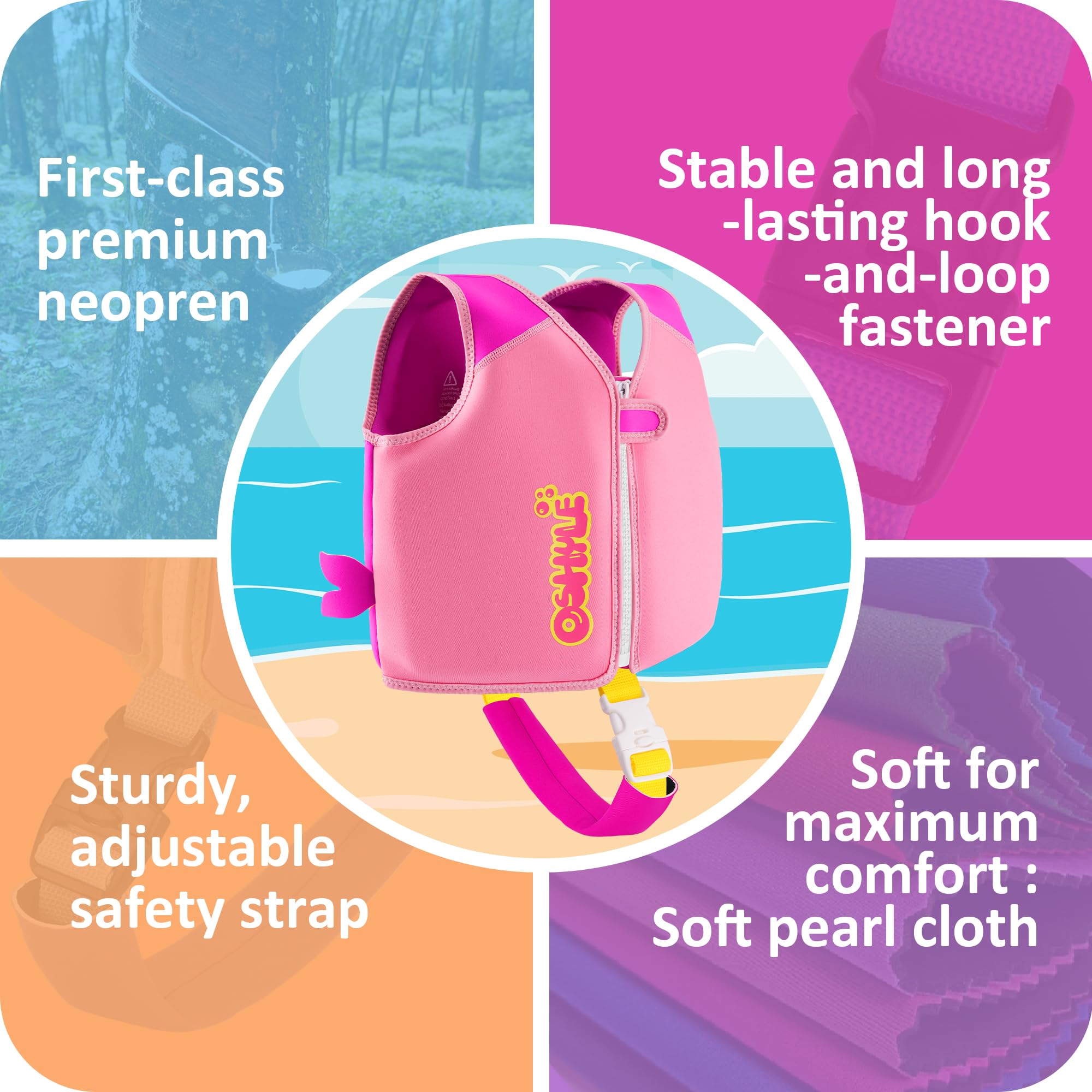 OSHYLE Giubbotto da Nuoto in Neoprene per Bambini - Aiuto Ideale per Il galleggiamento per Bambini