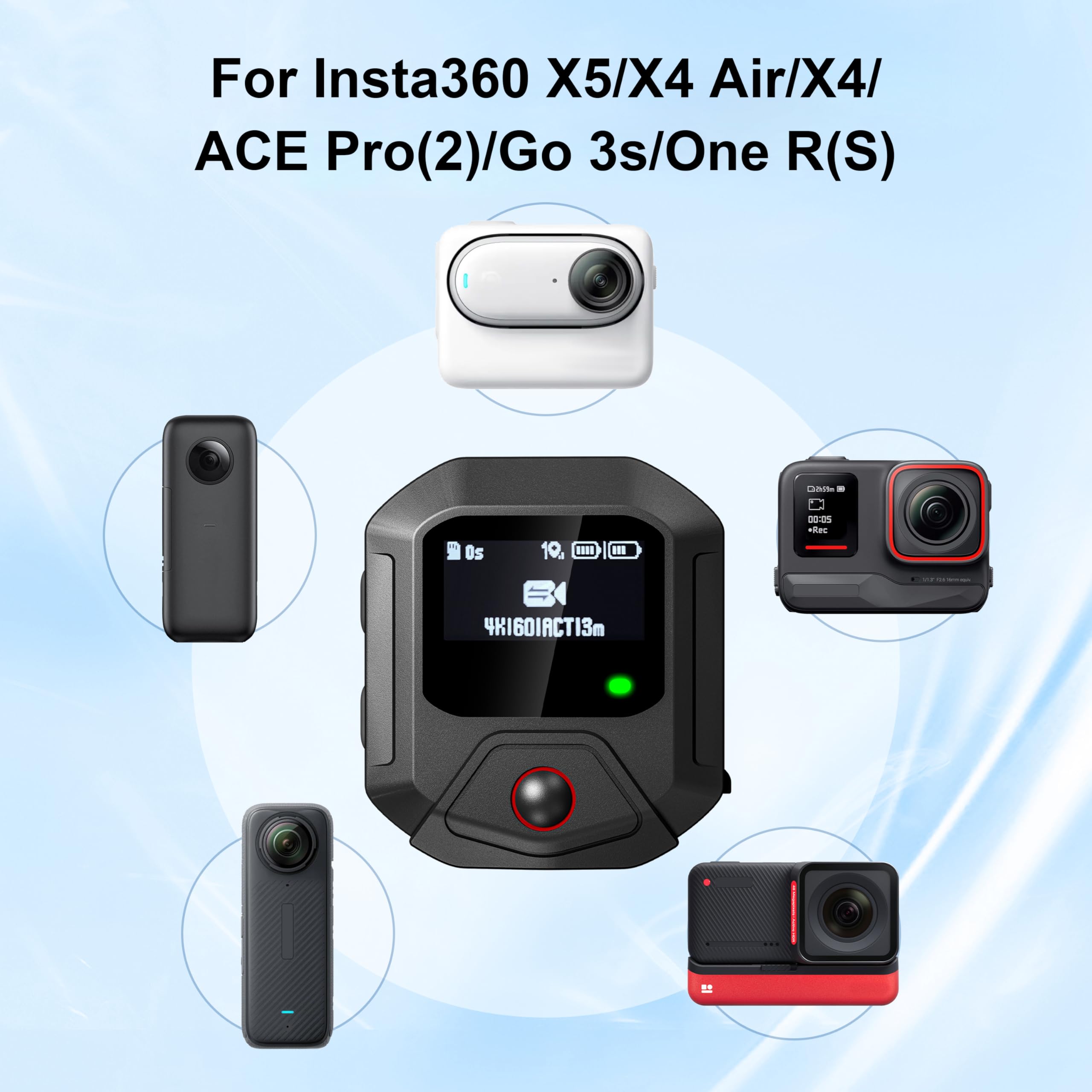 Control remoto GPS pour Insta360 X5 / X4 / X4 Air X3 / Go 3S / ACE Pro 2 / ACE Pro/One X2 Cámaras Accesorios de acción inteligentes de Rango 25M