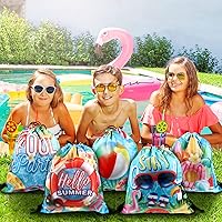 Vista 6 de Kacctyen 12 bolsas con cordón para piscina, playa, mochila con cordón de verano, bolsa de cumpleaños, decoración de fiesta de piscina (clásica)