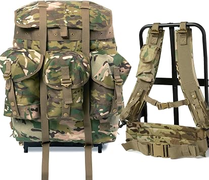 حقيبة ظهر MT Military ALICE متوسطة الحجم 900D ALICE Pack بإطار خارجي، حقيبة عسكرية بثلاثة جيوب أمامية 50 لتر