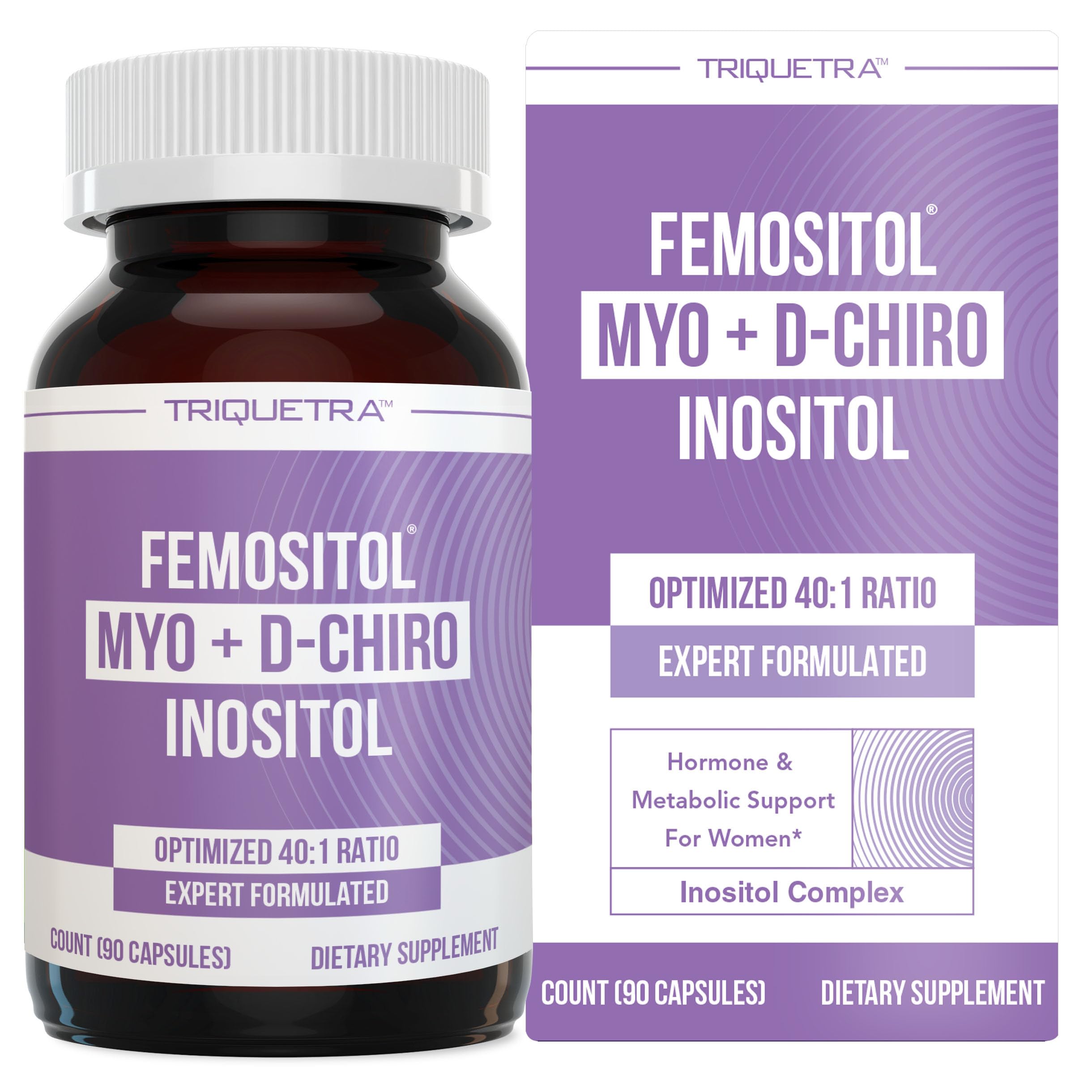 Femositol® Myo-Inositol & D-Chiro Inositol Complex Supplement - Clinically Validated 40:1 Ratio (Vitamin B8)| Hormonal Balance & Healthy Ovarian Function Support (90 Capsules – 30 Servings)