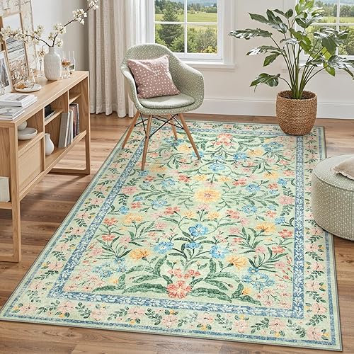 Miniatura 13 de Lahome - Alfombra redonda bóhema de color rosa claro de 4 pies, alfombras pequeñas circulares lavables para dormitorio de niños, alfombra circular