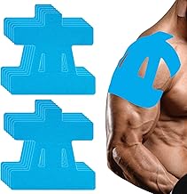 Pack of 12 Kinesiotapes Pre-Cut for Shoulders, Kinesio Tape, Shoulder Waterproof & Elastic Physio Tape, Breathable, Skin-Friendly, for Shoulder Support (Blue)