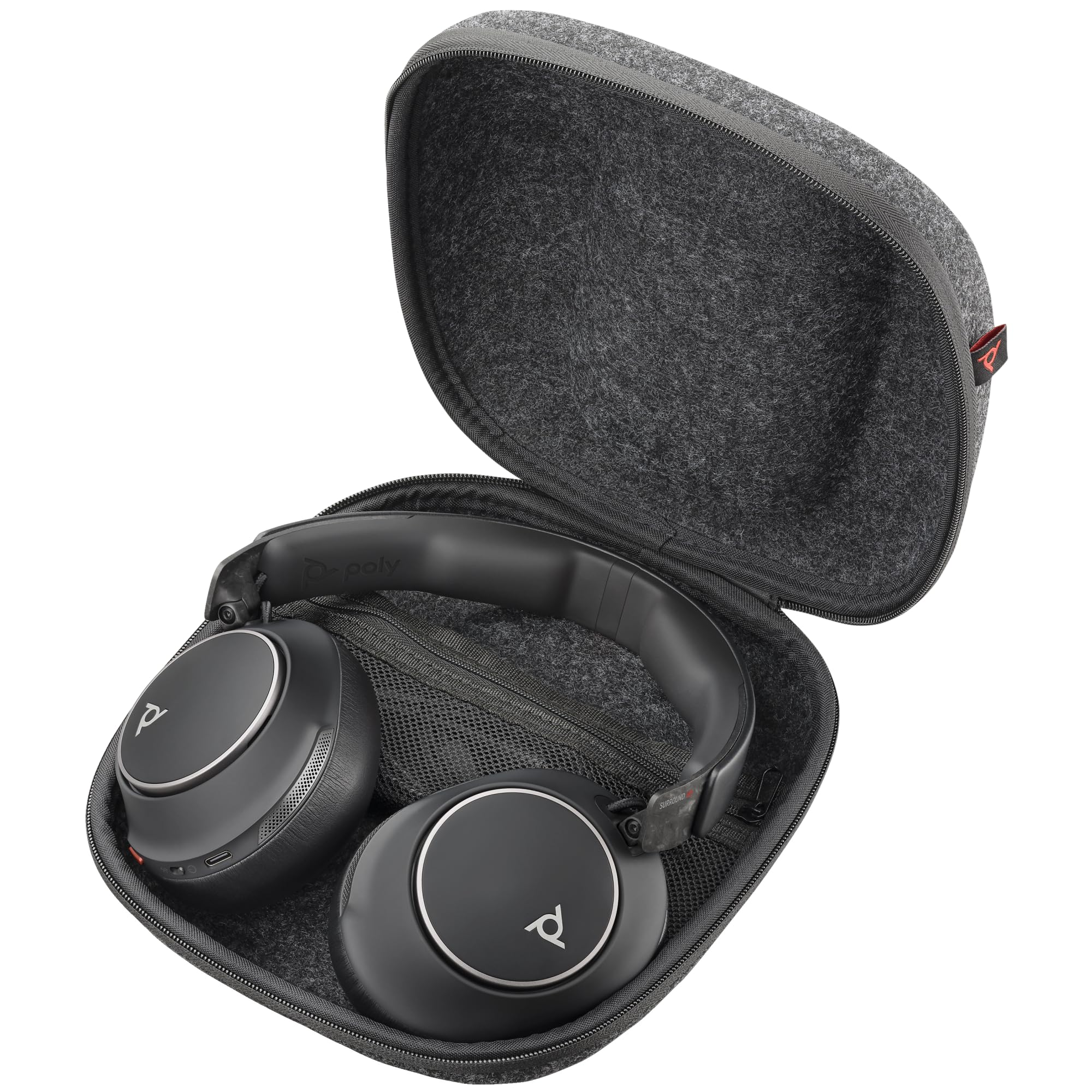 Plantronics Auriculares para equipo de audio Voyager Surround 80 UC, USB-C, Adaptador USB-C/A, VS80T, BT700C, Negro