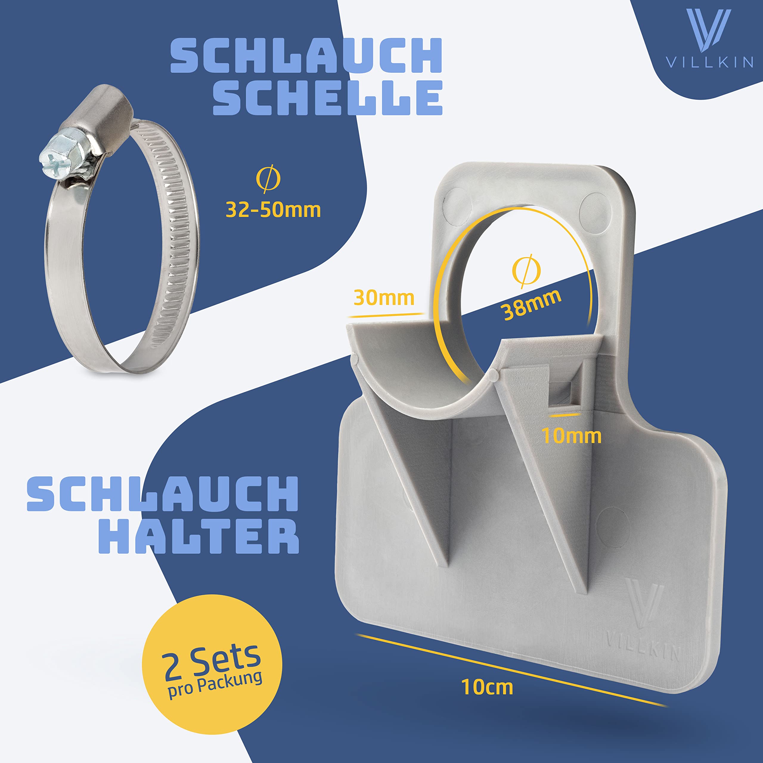 Confezione da 2 protezioni anti-attorcigliamento per tubo da piscina, supporto per tubo da piscina da 26 mm a 38 mm con fascette (grigio) | Leroy Merlin