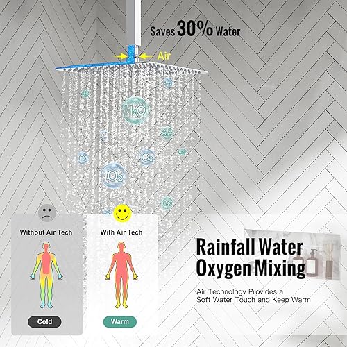 Miniatura 51 de SR SUN RISE Sistema de ducha montado en el techo de 12 pulgadas, mezclador de lluvia, sistema de cabezal de ducha de lluvia, dorado cepillado, Oro