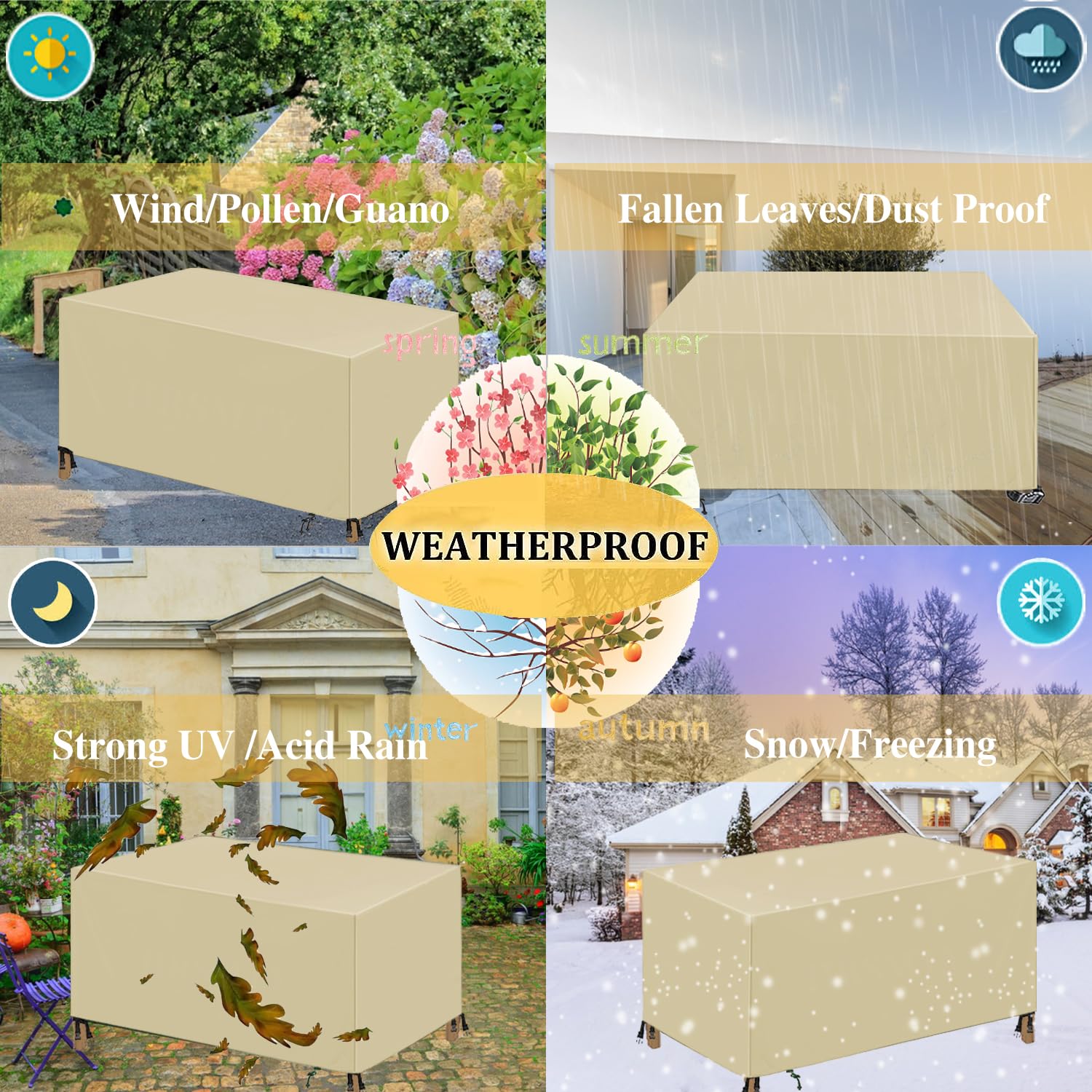 Copertura per altalena da giardino GABRIELLE, 2/3 posti, impermeabile, antipolvere, anti-UV, antistrappo, pieghevole per altalena da giardino, patio, cortile (140 x 66 x 91 cm